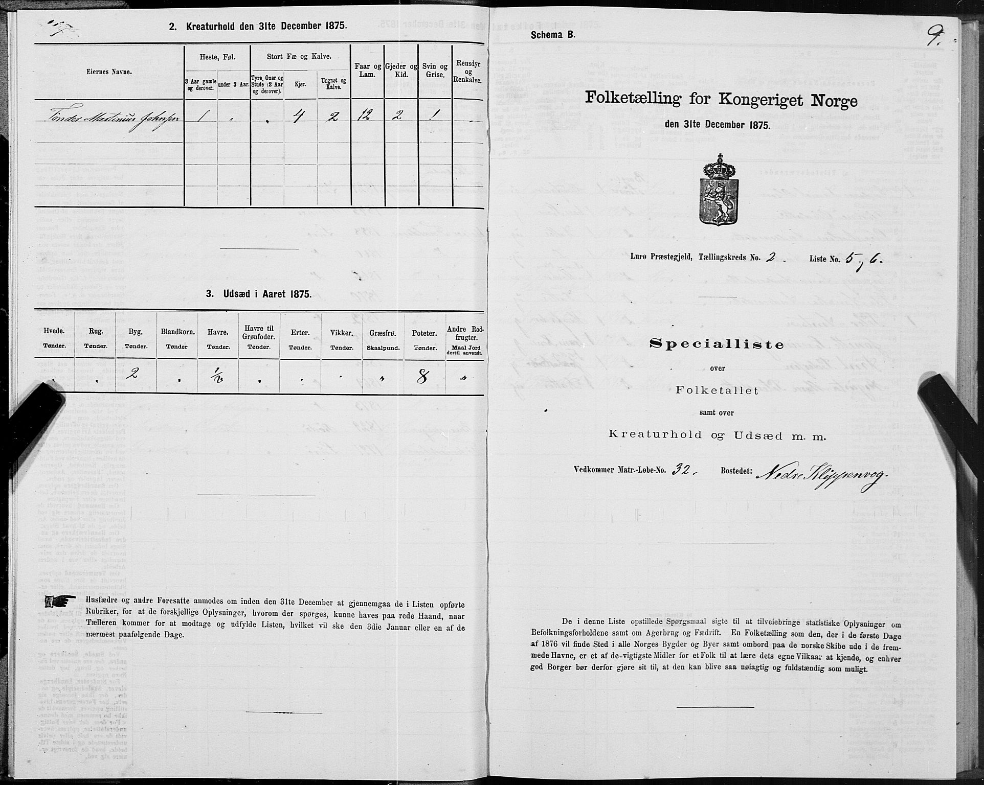 SAT, 1875 census for 1834P Lurøy, 1875, p. 2009