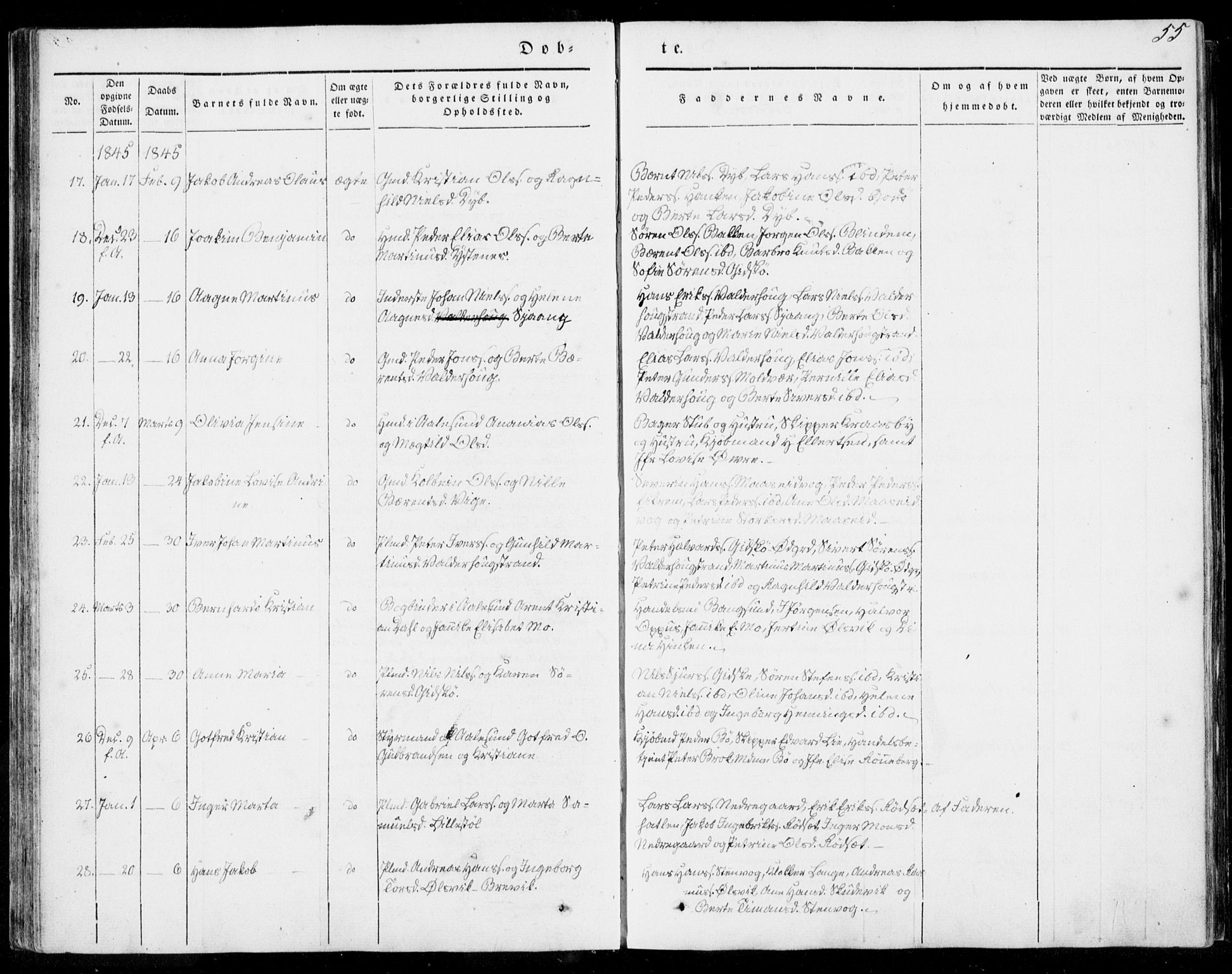 Ministerialprotokoller, klokkerbøker og fødselsregistre - Møre og Romsdal, AV/SAT-A-1454/528/L0396: Parish register (official) no. 528A07, 1839-1847, p. 55