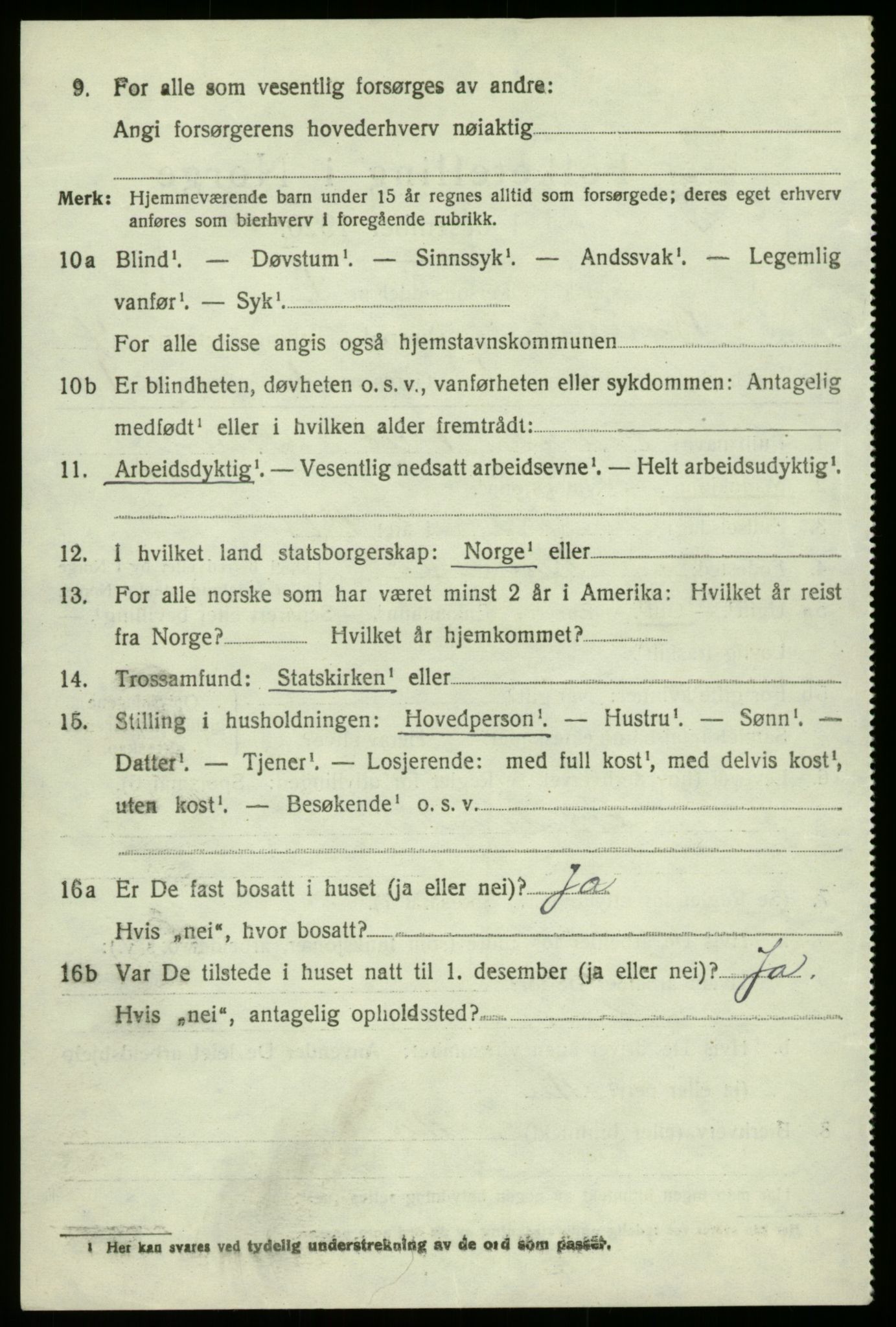 SAB, 1920 census for Bruvik, 1920, p. 2419