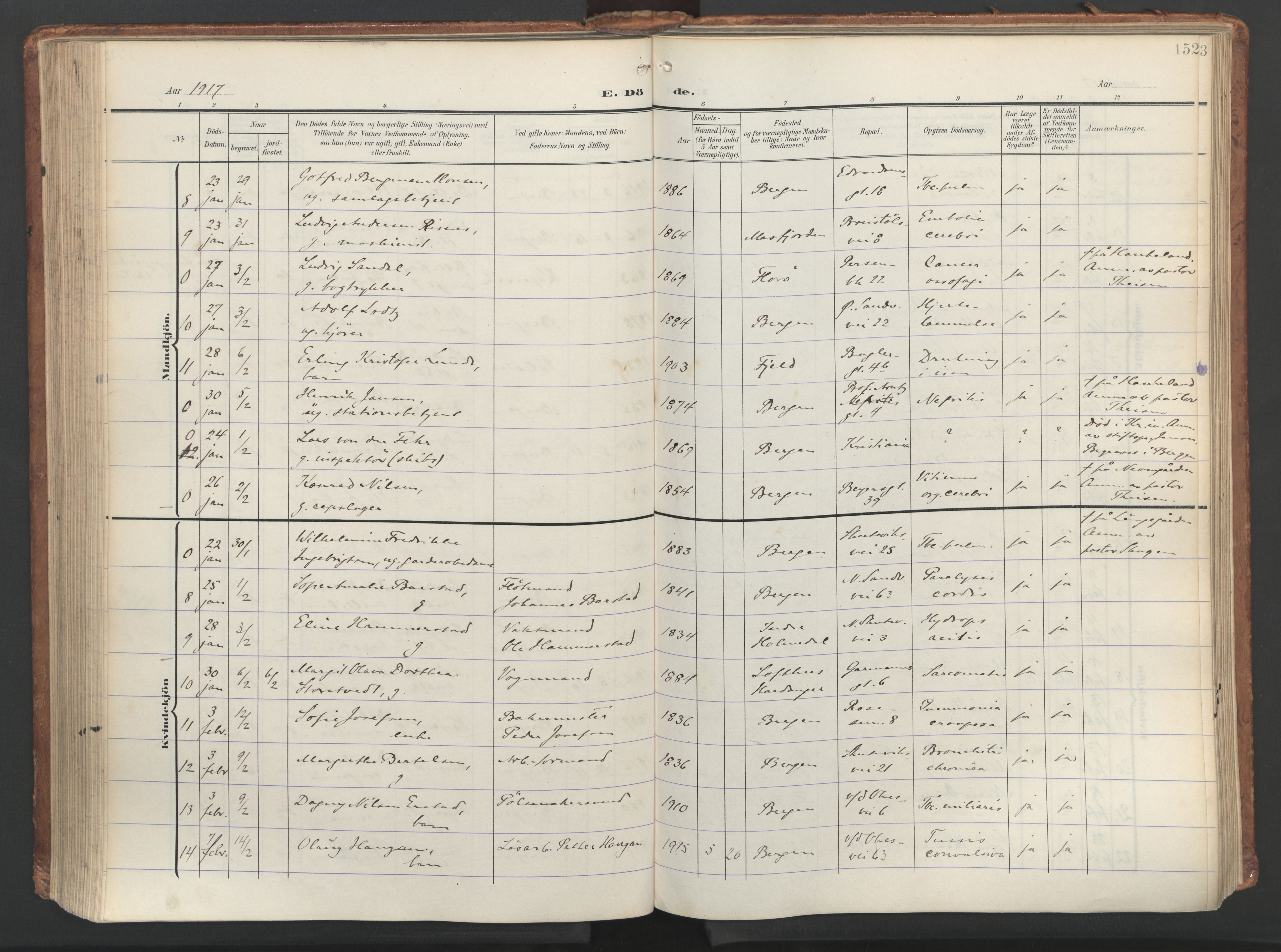 Sandviken Sokneprestembete, AV/SAB-A-77601/H/Ha/L0019: Parish register (official) no. E 2, 1905-1933, p. 152
