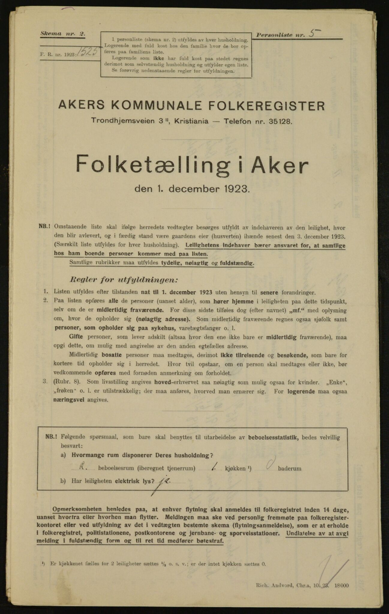 , Municipal Census 1923 for Aker, 1923, p. 31981