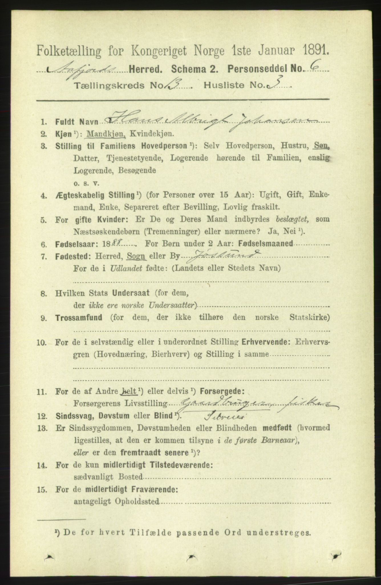 RA, 1891 census for 1630 Åfjord, 1891, p. 4188