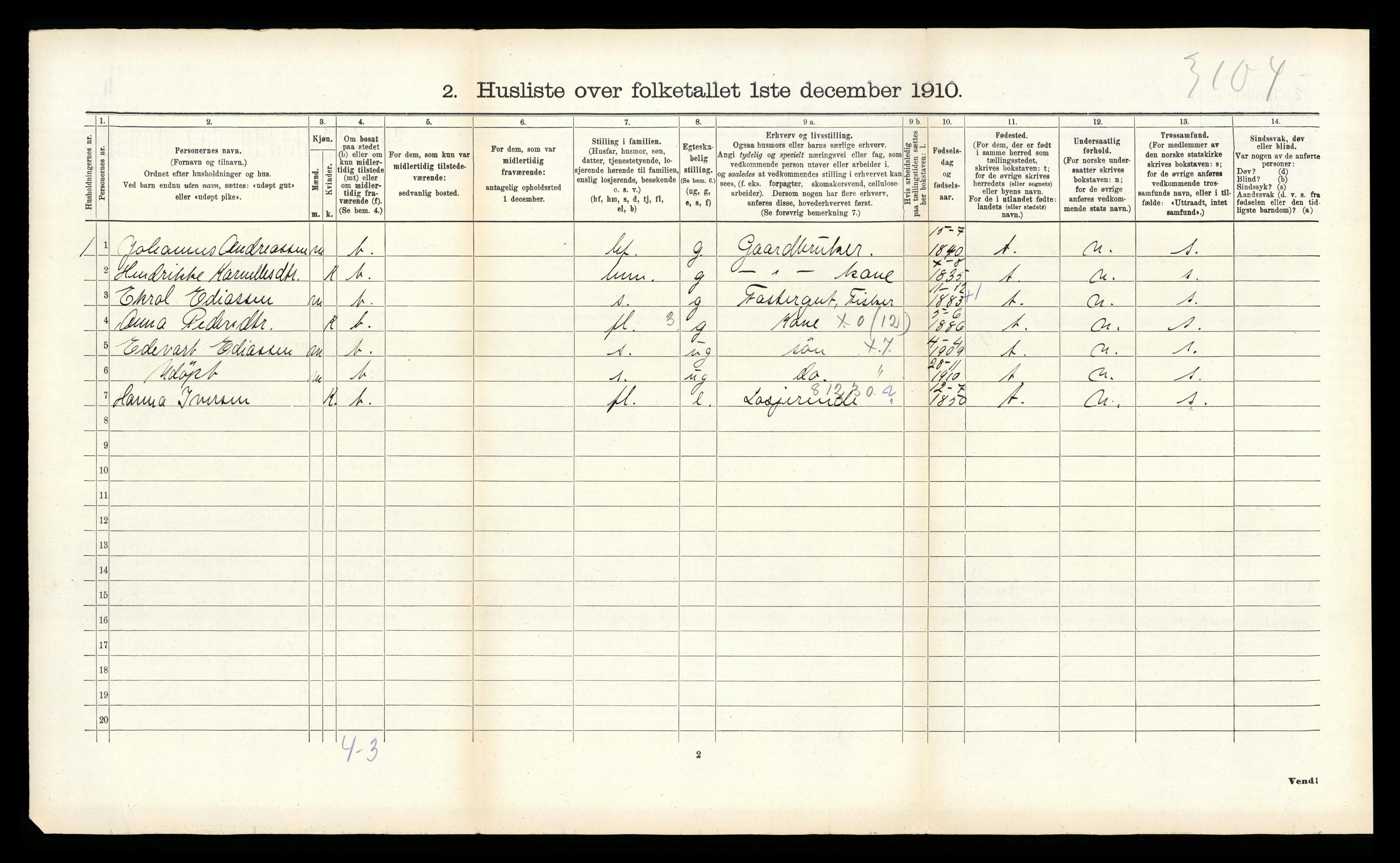 RA, 1910 census for Hamarøy, 1910, p. 893