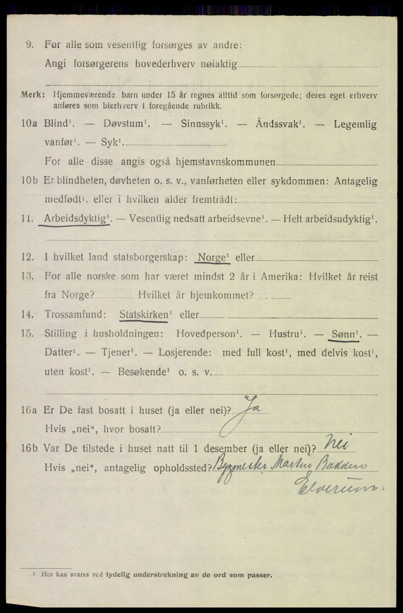 SAH, 1920 census for Elverum, 1920, p. 7493