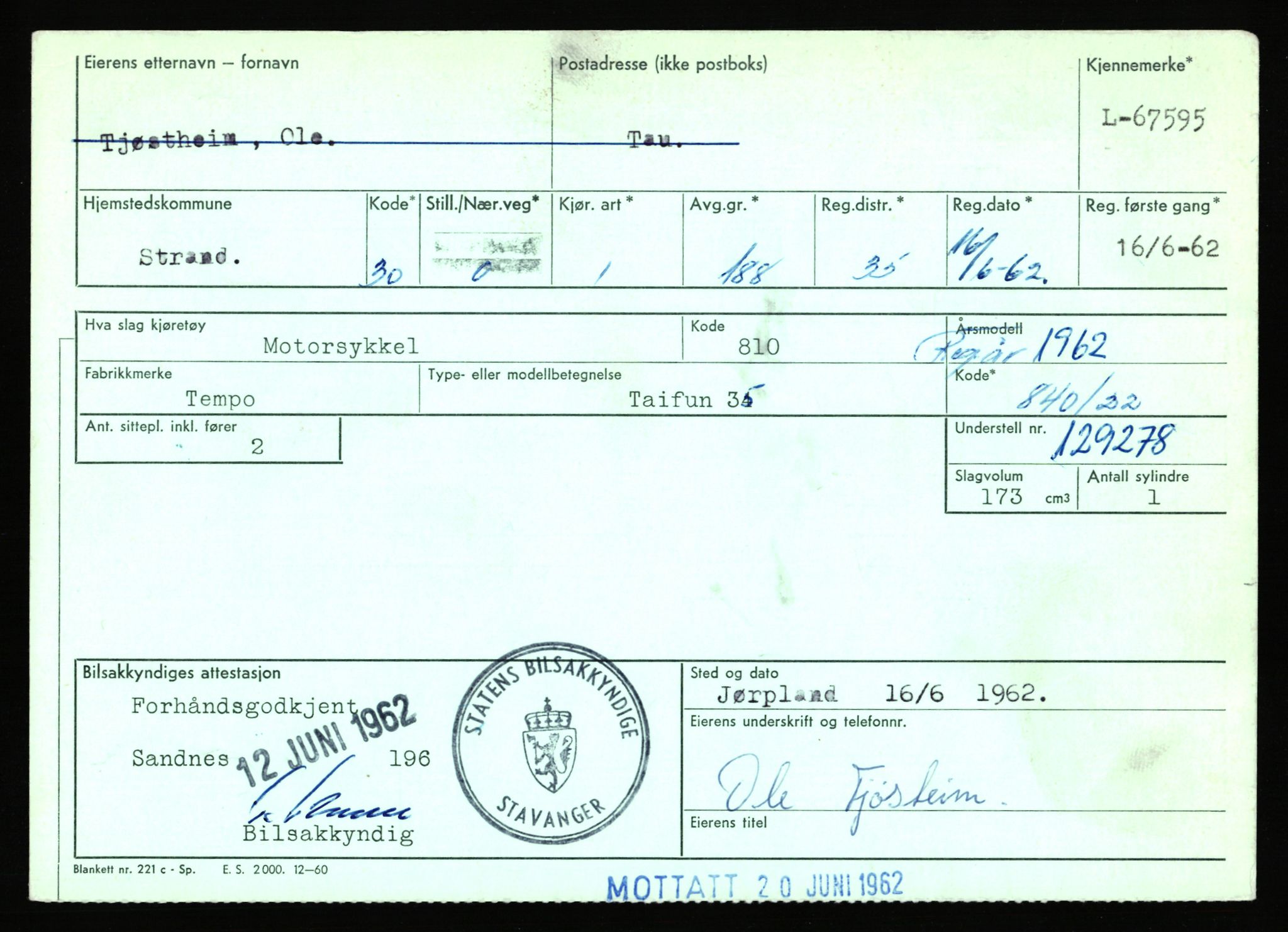 Stavanger trafikkstasjon, AV/SAST-A-101942/0/F/L0065: L-65400 - L-67649, 1930-1971, p. 1897