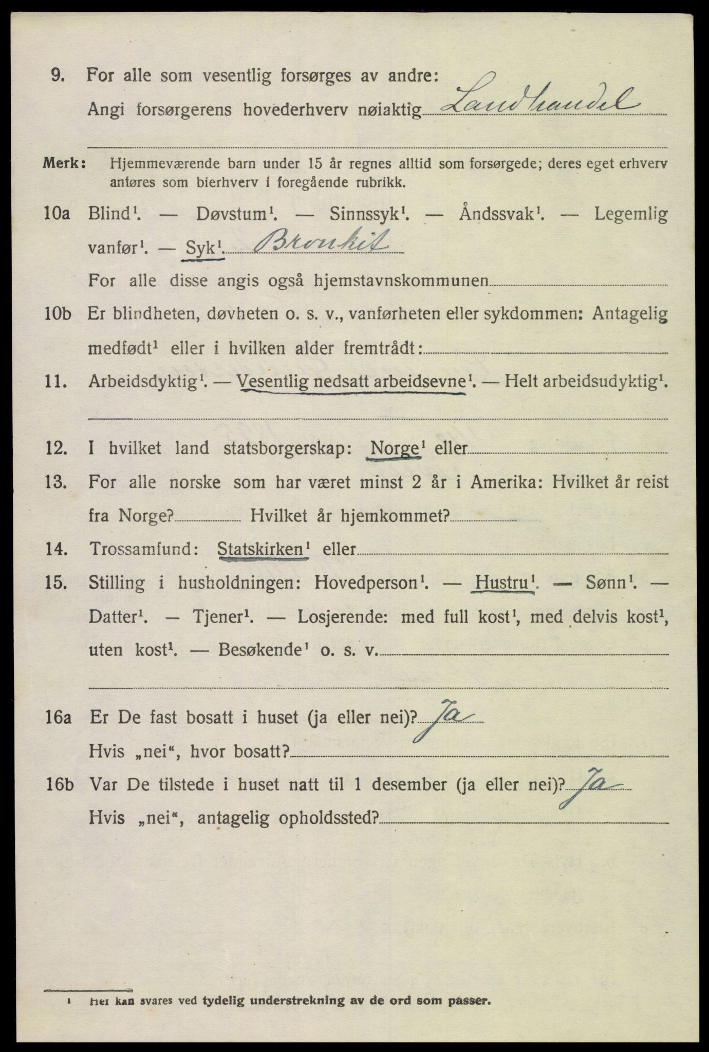 SAK, 1920 census for Tveit, 1920, p. 1215