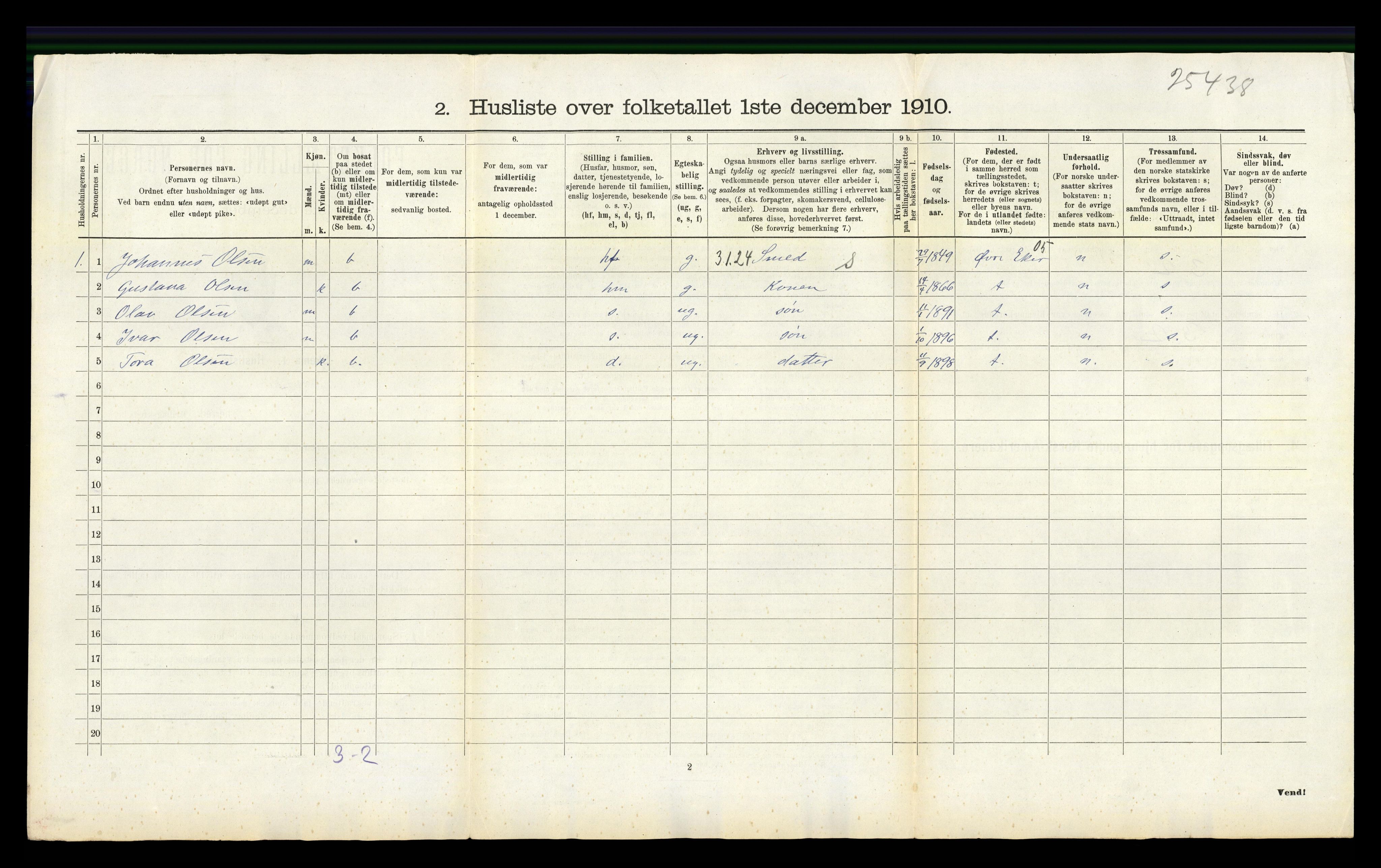 RA, 1910 census for Lier, 1910, p. 667