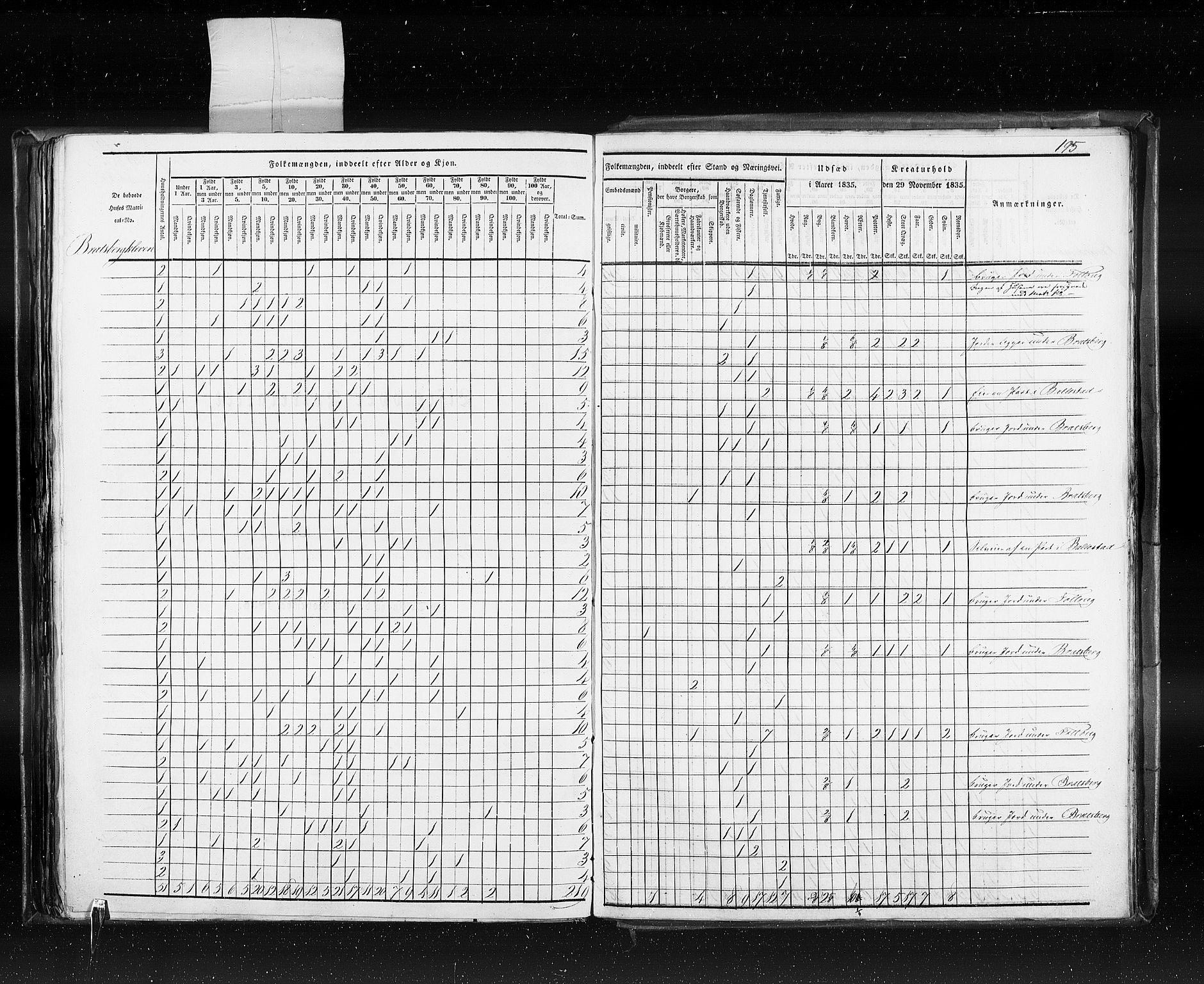 RA, Census 1835, vol. 10: Kjøpsteder og ladesteder: Fredrikshald-Kragerø, 1835, p. 195