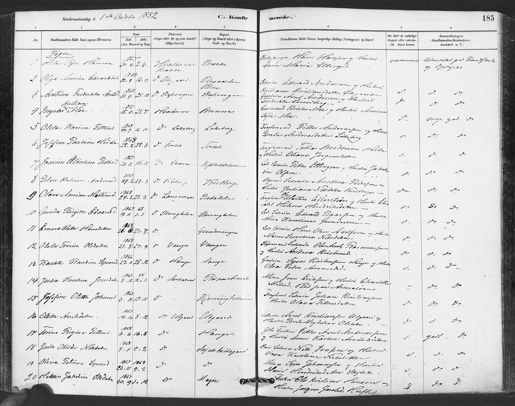 Hvaler prestekontor Kirkebøker, AV/SAO-A-2001/F/Fa/L0008: Parish register (official) no. I 8, 1878-1895, p. 185