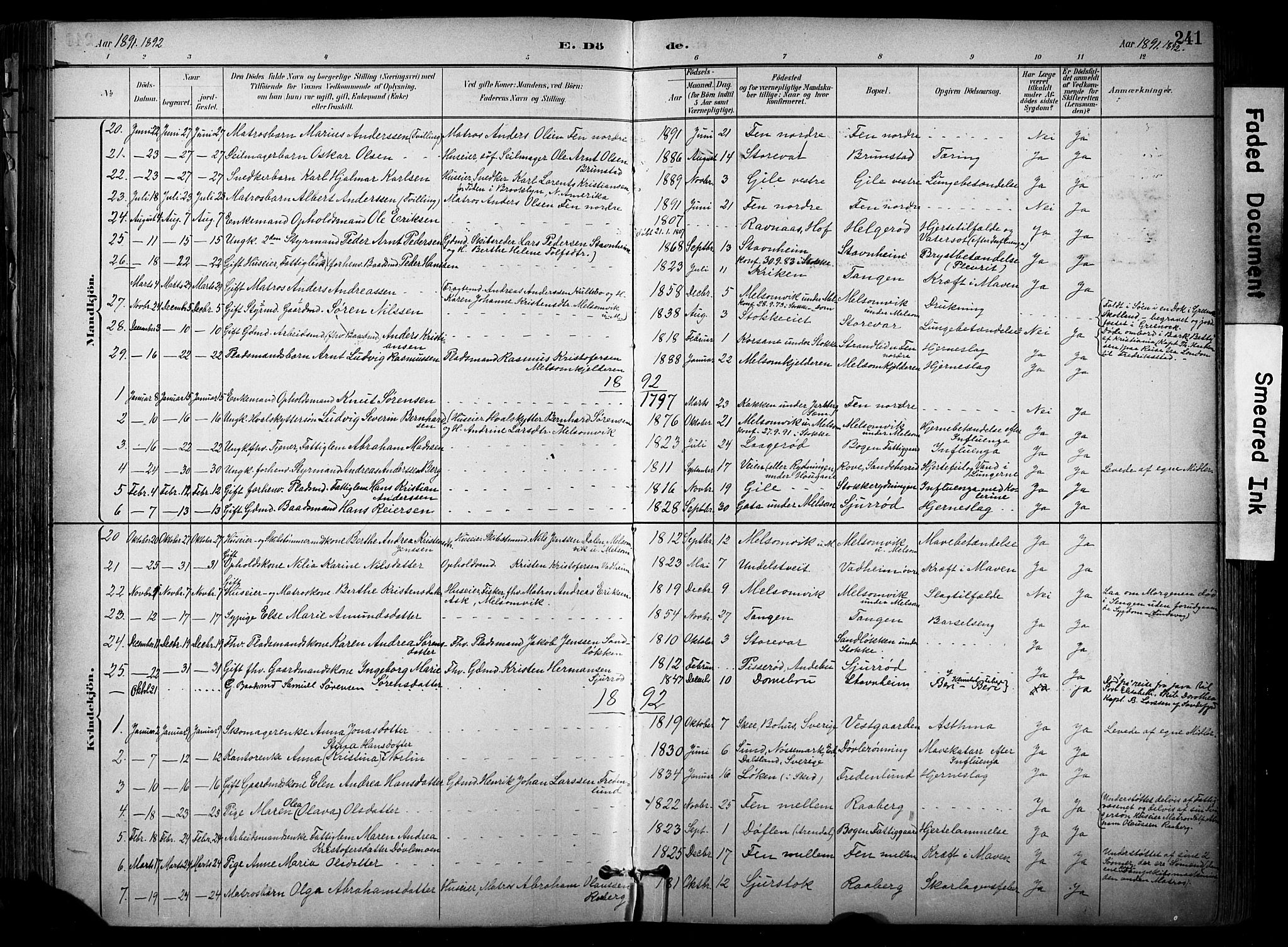 Stokke kirkebøker, SAKO/A-320/F/Fa/L0010: Parish register (official) no. I 10, 1884-1903, p. 241