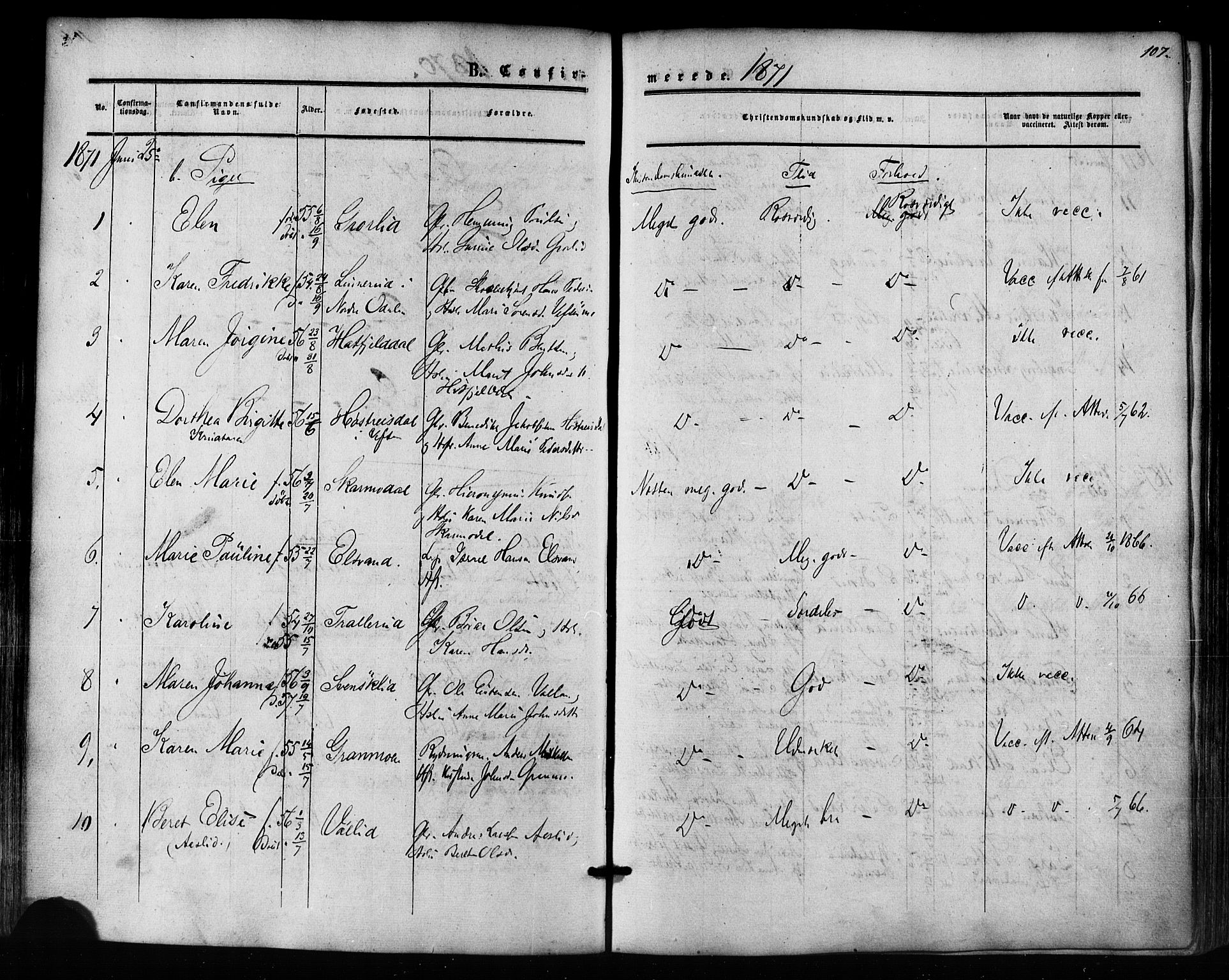 Ministerialprotokoller, klokkerbøker og fødselsregistre - Nordland, AV/SAT-A-1459/823/L0324: Parish register (official) no. 823A01, 1860-1878, p. 107