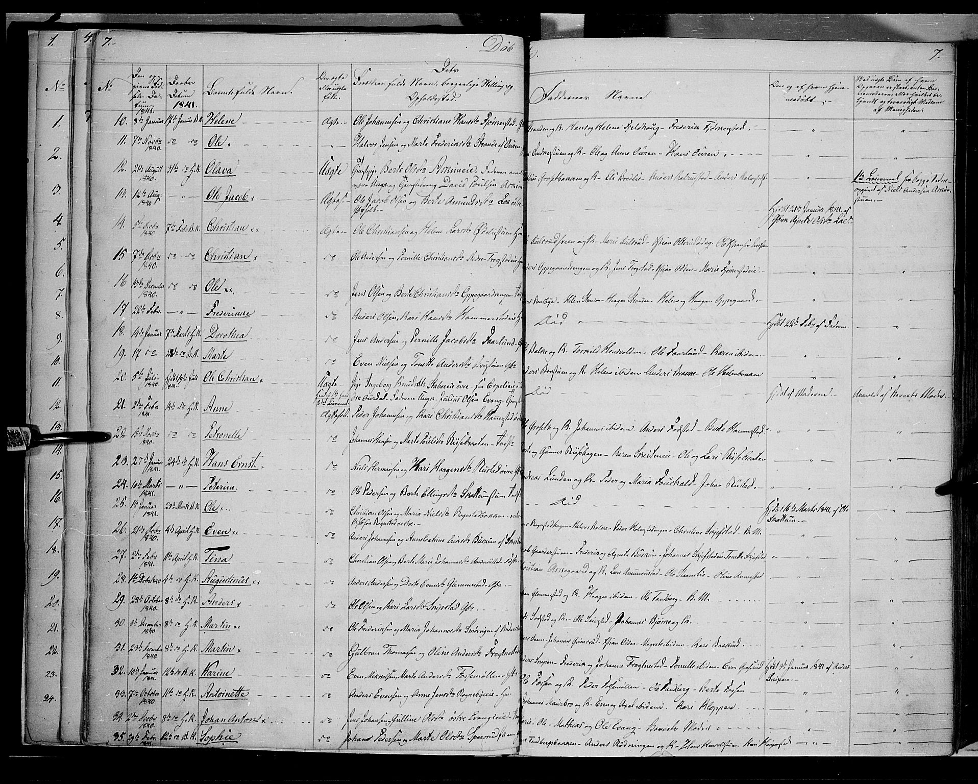 Østre Toten prestekontor, SAH/PREST-104/H/Ha/Haa/L0002: Parish register (official) no. 2, 1840-1847, p. 7