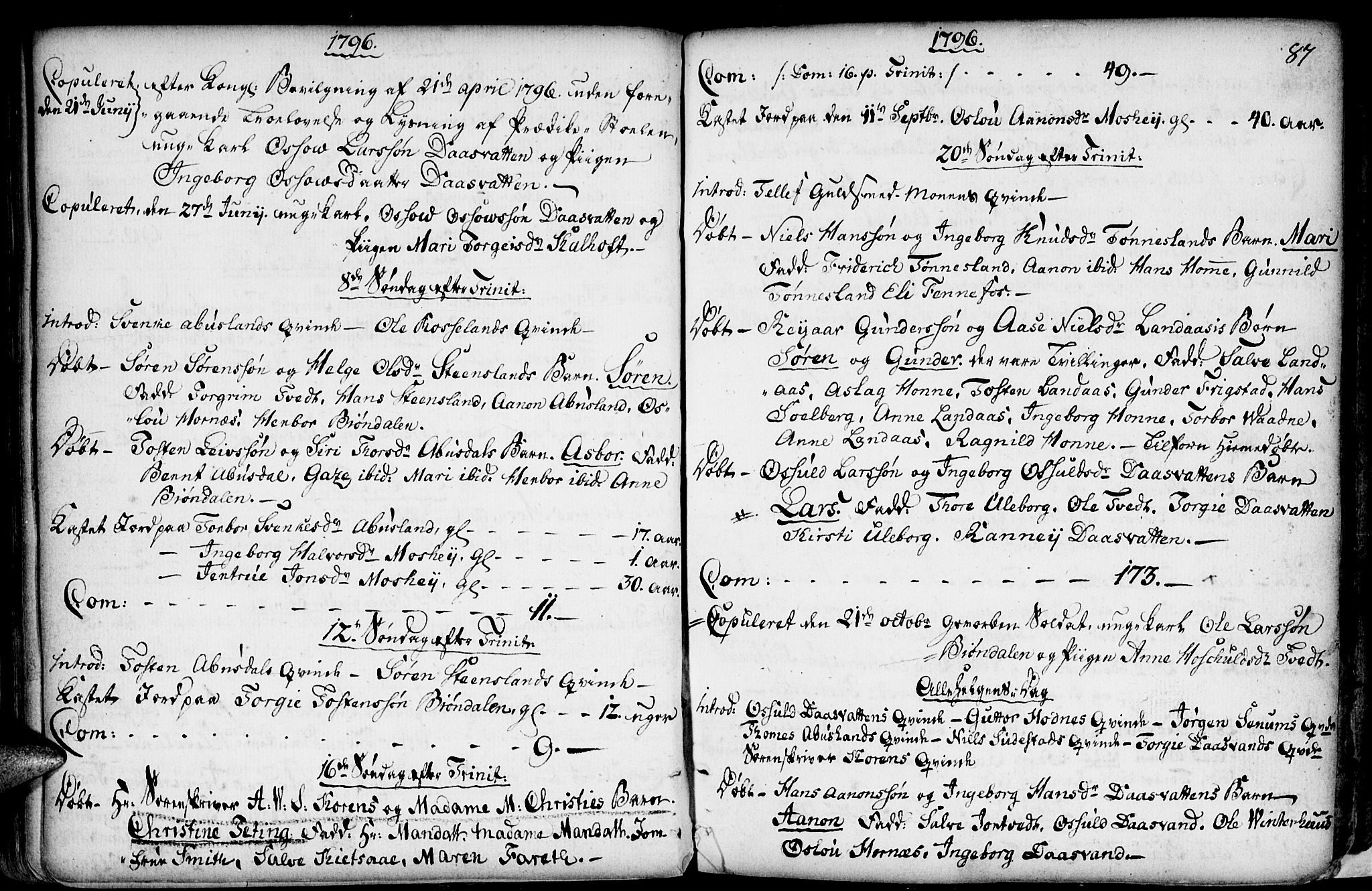 Evje sokneprestkontor, AV/SAK-1111-0008/F/Fa/Fab/L0002: Parish register (official) no. A 2, 1765-1816, p. 87