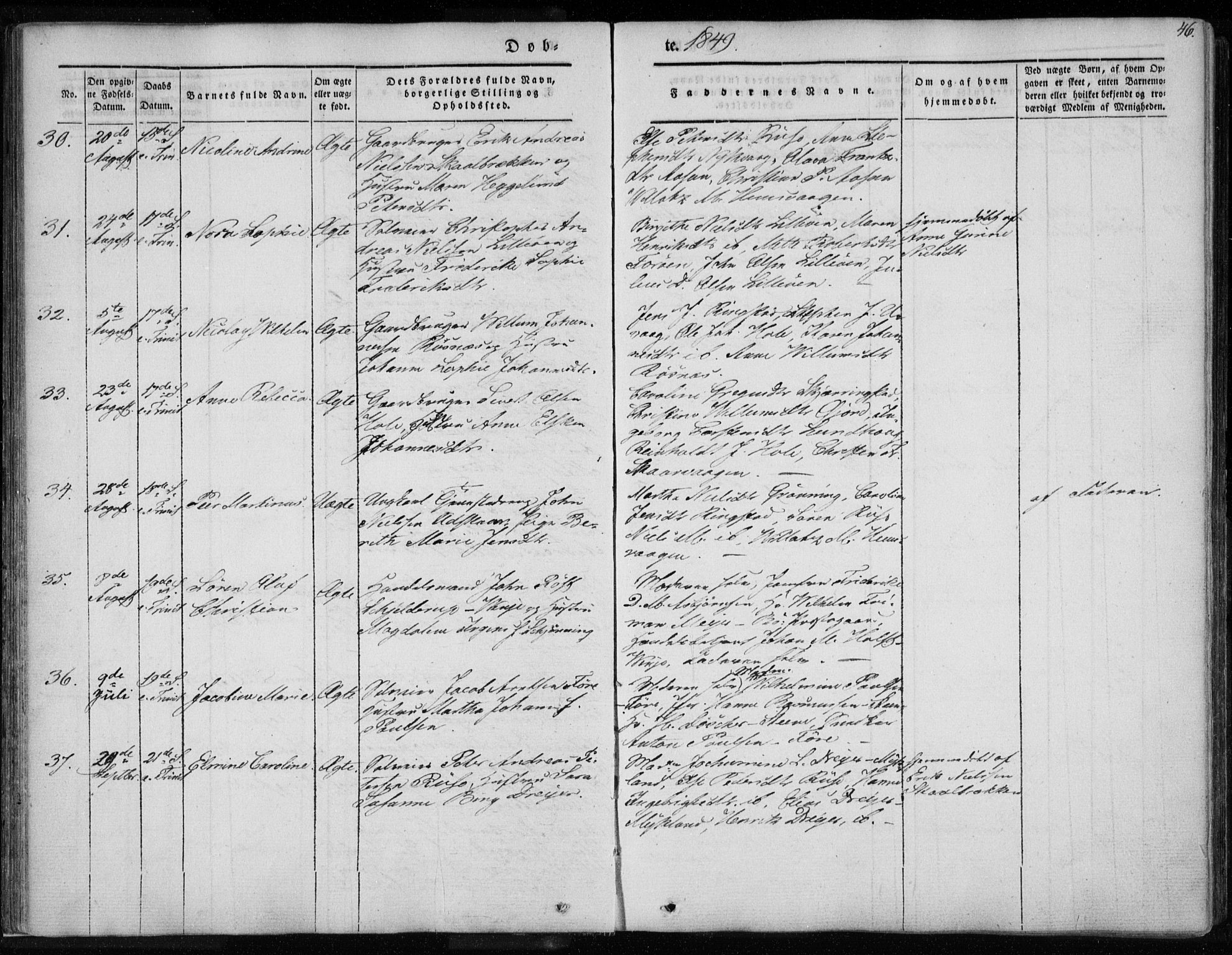 Ministerialprotokoller, klokkerbøker og fødselsregistre - Nordland, AV/SAT-A-1459/891/L1299: Parish register (official) no. 891A04, 1841-1856, p. 46