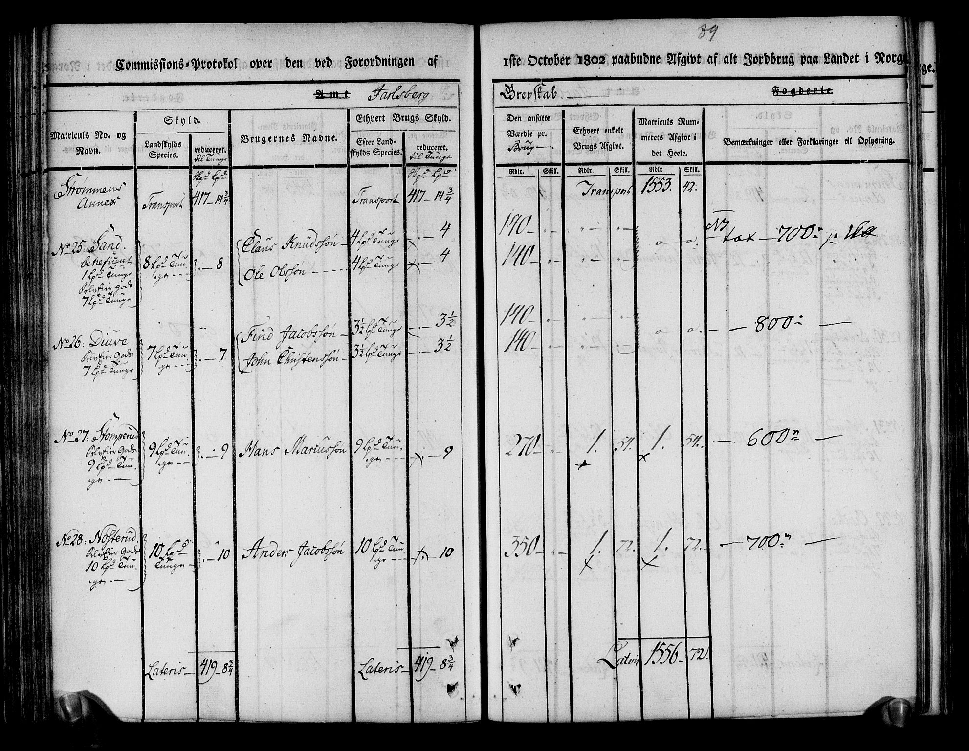 Rentekammeret inntil 1814, Realistisk ordnet avdeling, AV/RA-EA-4070/N/Ne/Nea/L0174: Jarlsberg grevskap. Kommisjonsprotokoll for grevskapets nordre distrikt - Lardal, Hof, Sande, Skoger, Botne og Våle prestegjeld, 1803, p. 101