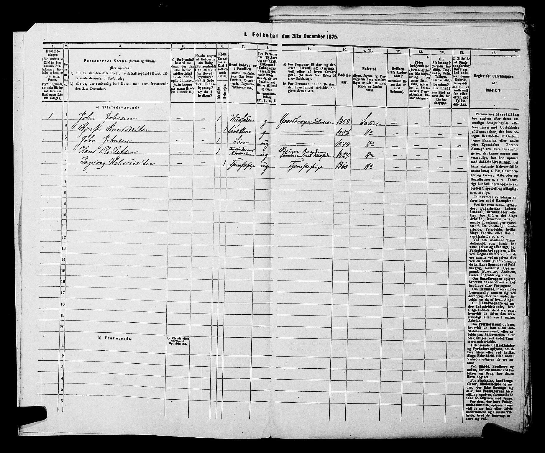 SAKO, 1875 census for 0822P Sauherad, 1875, p. 826