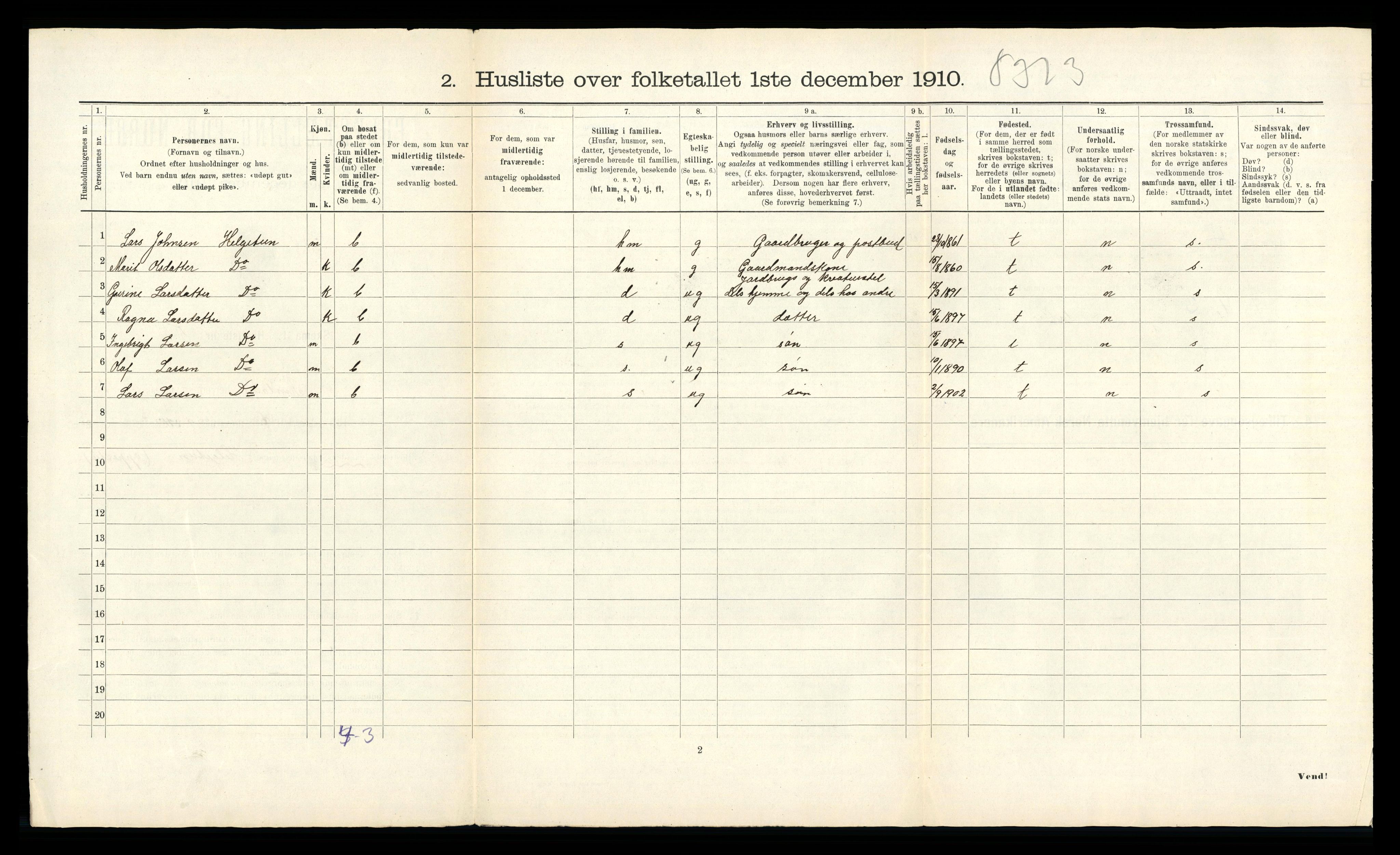 RA, 1910 census for Rindal, 1910, p. 44