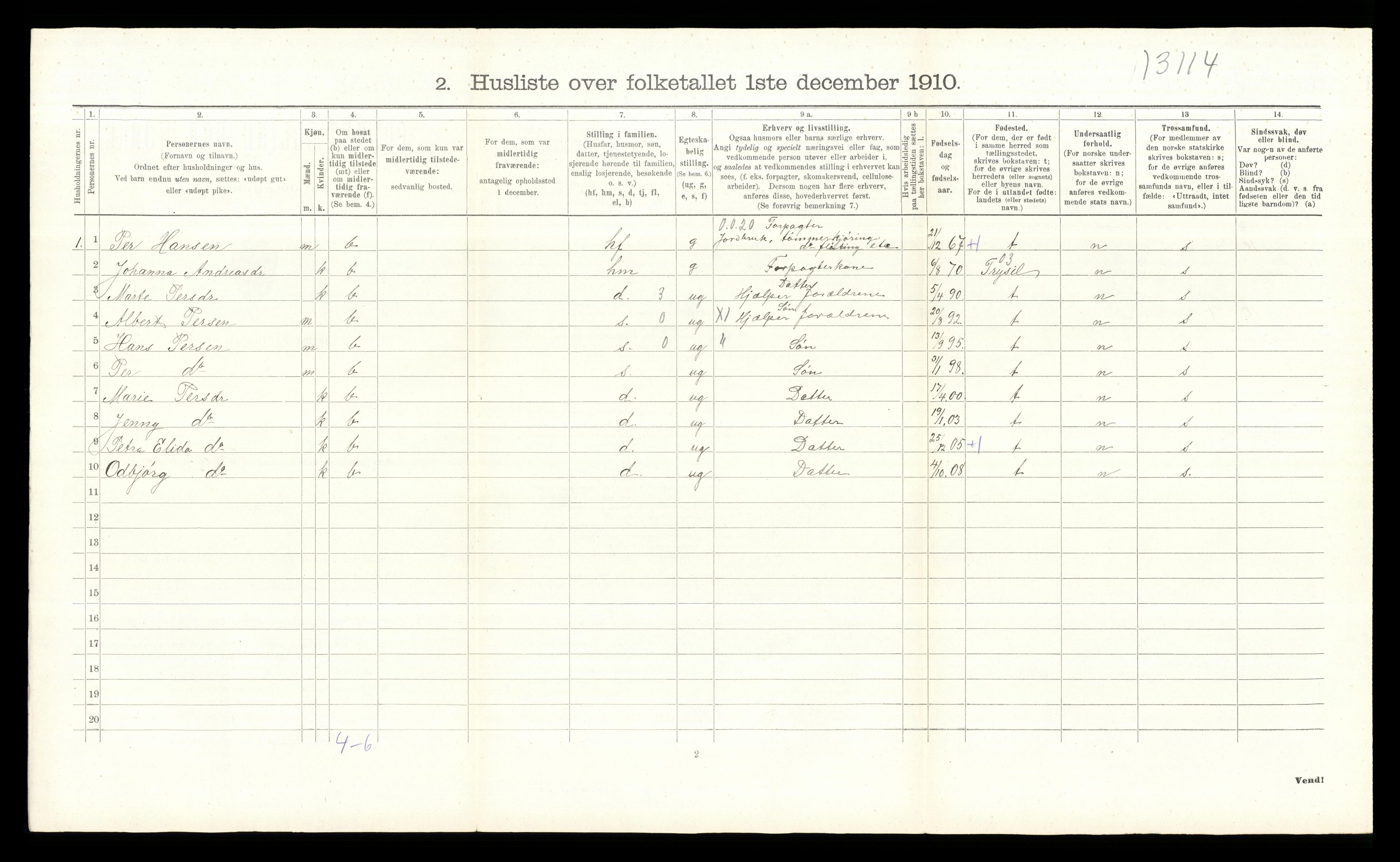 RA, 1910 census for Åmot, 1910, p. 1236