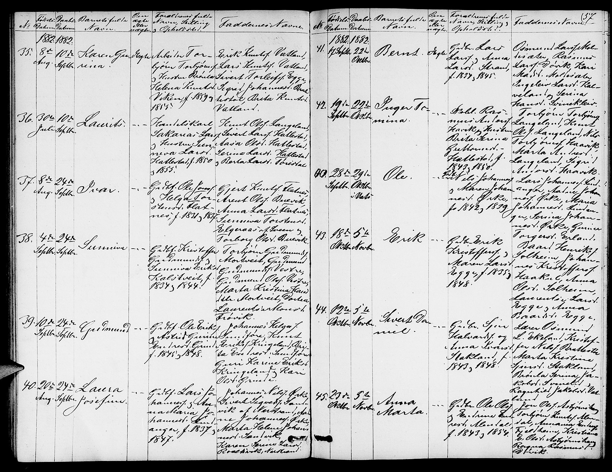 Skjold sokneprestkontor, AV/SAST-A-101847/H/Ha/Hab/L0005: Parish register (copy) no. B 5, 1867-1884, p. 57