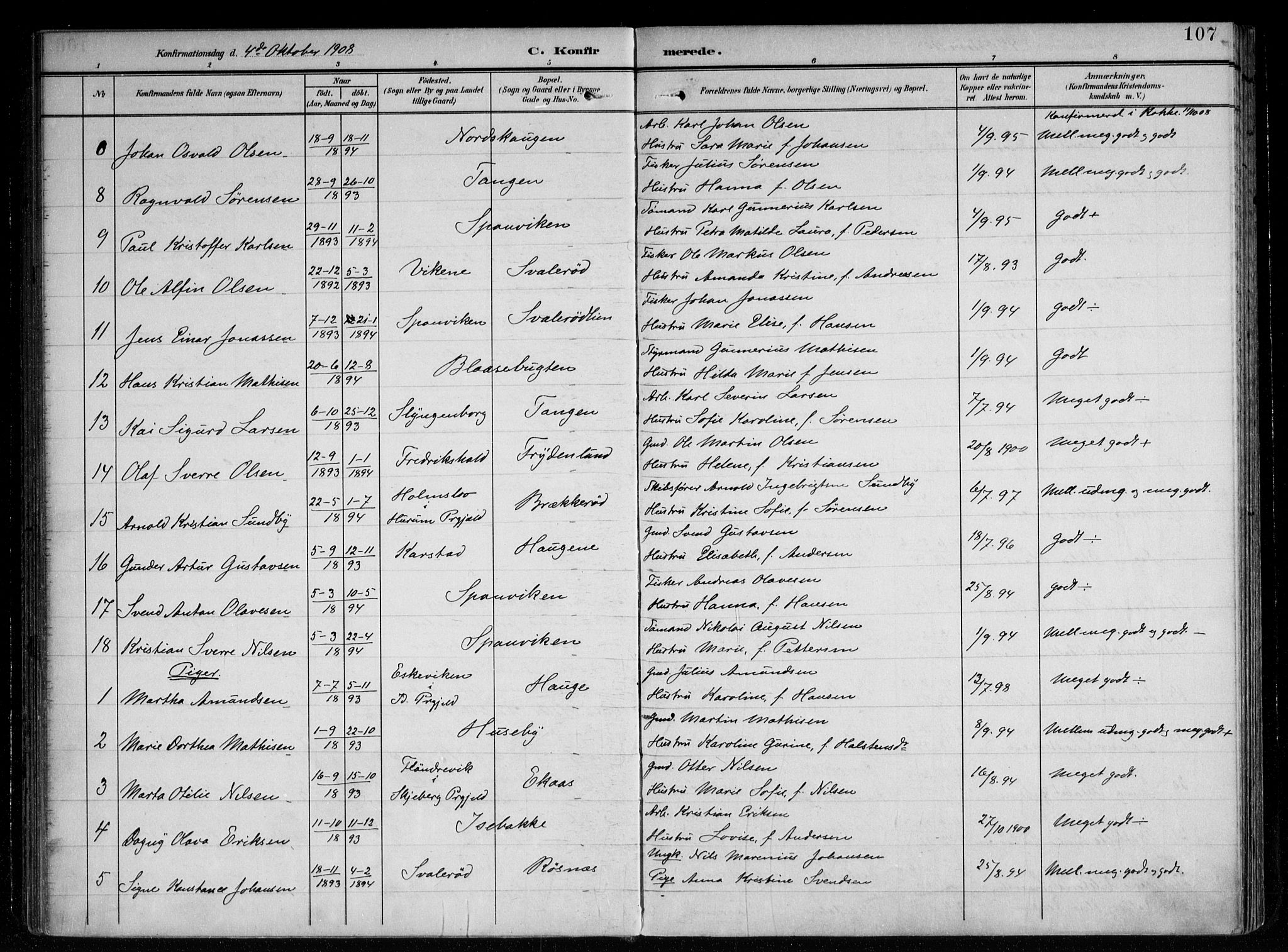Berg prestekontor Kirkebøker, SAO/A-10902/F/Fa/L0008: Parish register (official) no. I 8, 1902-1920, p. 107
