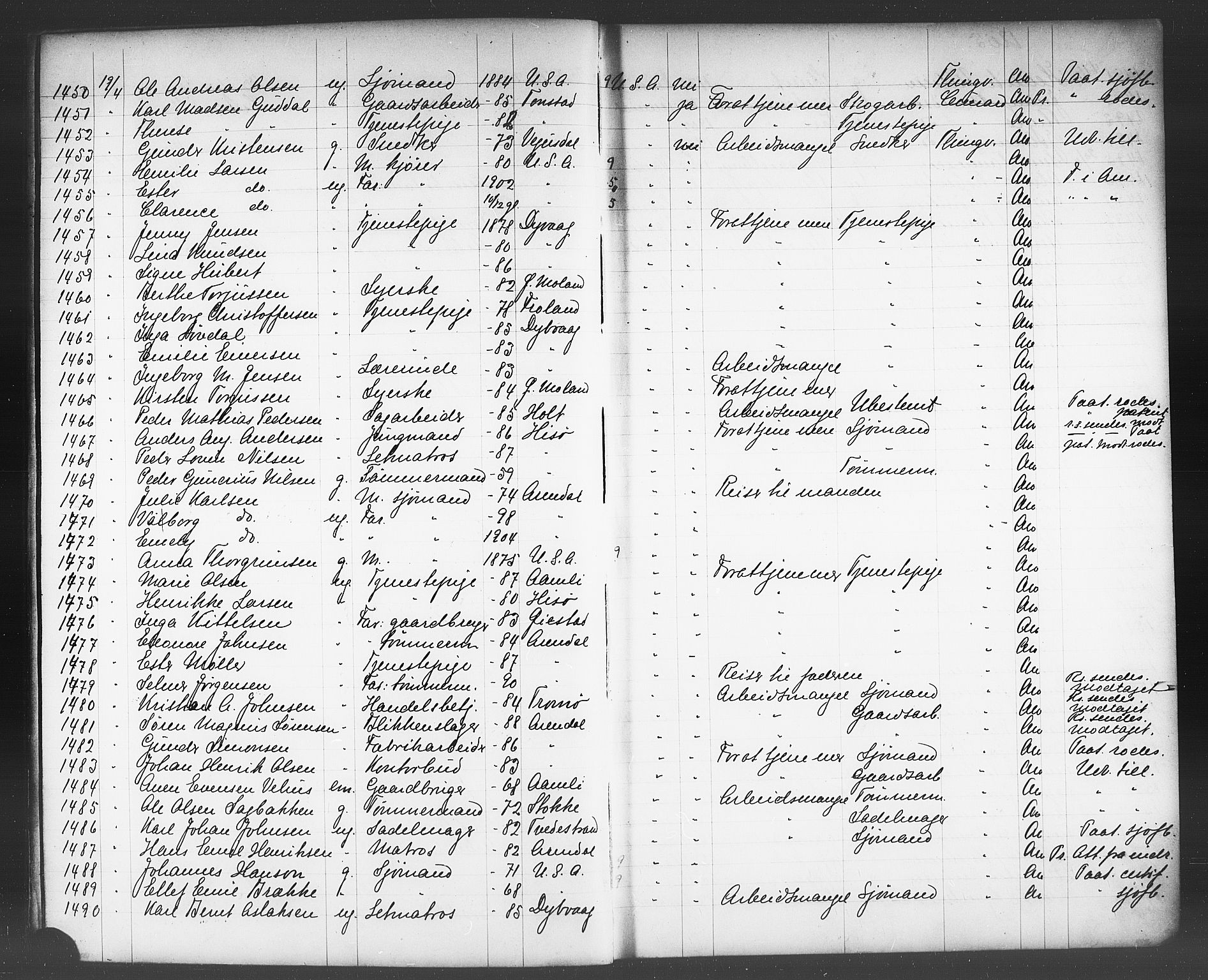 Kristiansand politikammer, AV/SAK-1243-0004/K/Kb/L0244: Emigrantprotokoll, 1905-1908, p. 19