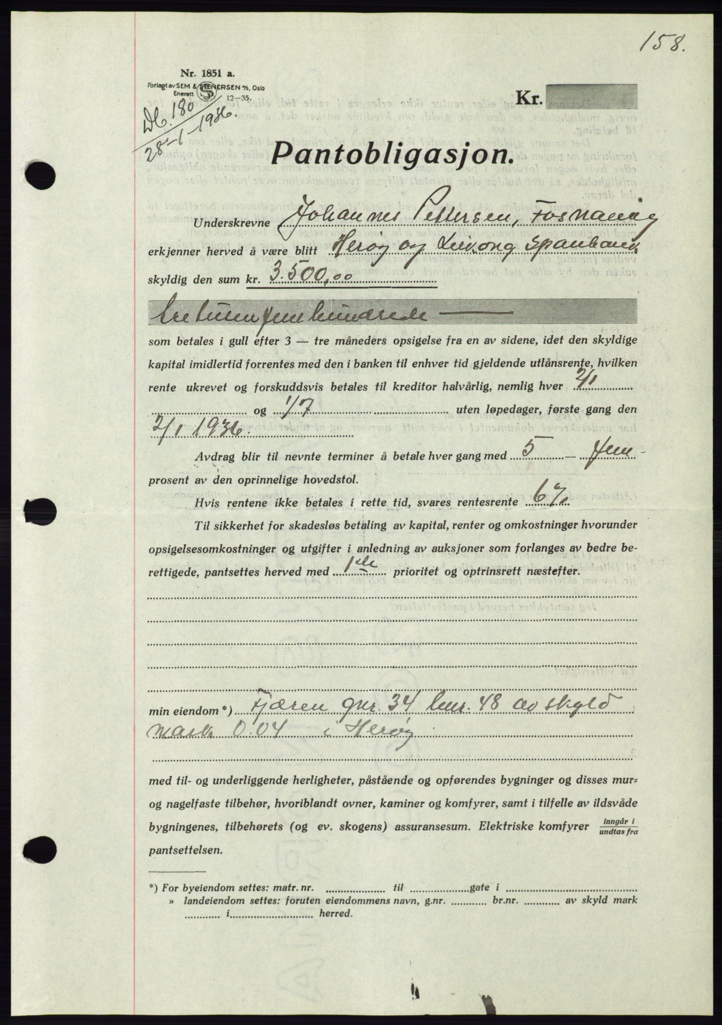 Søre Sunnmøre sorenskriveri, AV/SAT-A-4122/1/2/2C/L0060: Mortgage book no. 54, 1935-1936, Deed date: 28.01.1936