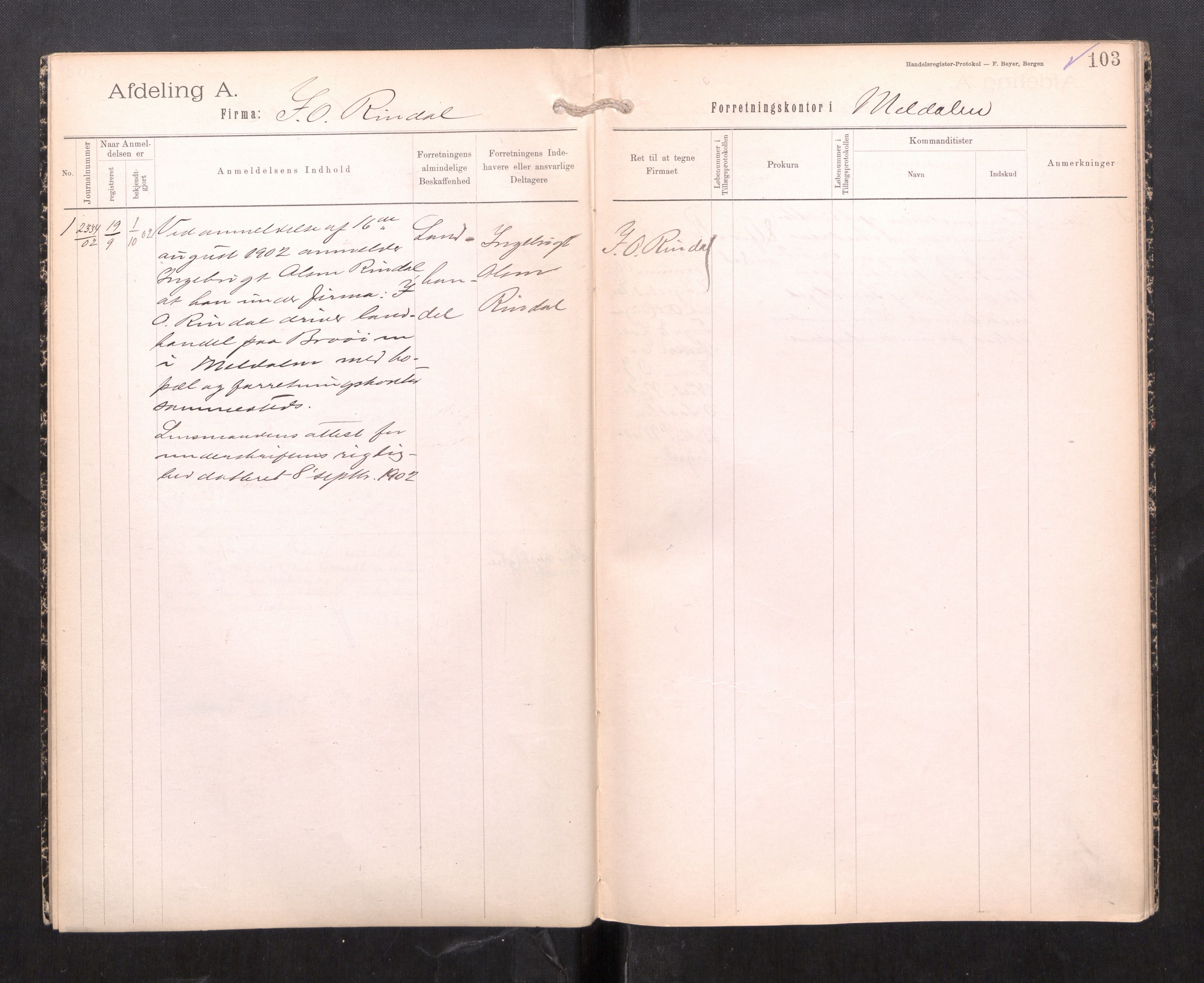 Orkdal sorenskriveri, AV/SAT-A-4169/2/J/Ja/Jaa/L0003: Firmaregister A, 1901-1913, p. 4