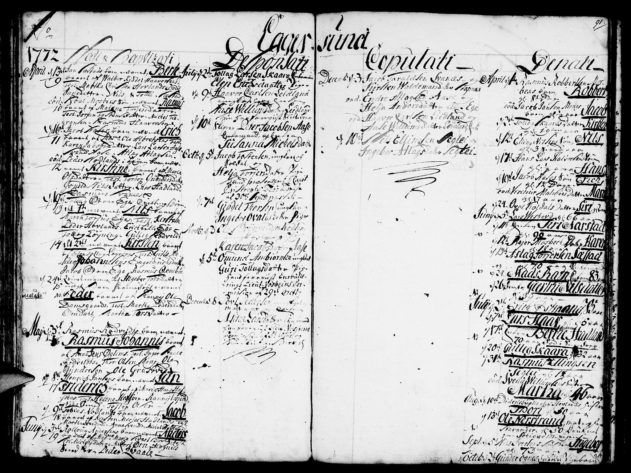 Eigersund sokneprestkontor, SAST/A-101807/S08/L0003: Parish register (official) no. A 3, 1758-1775, p. 91