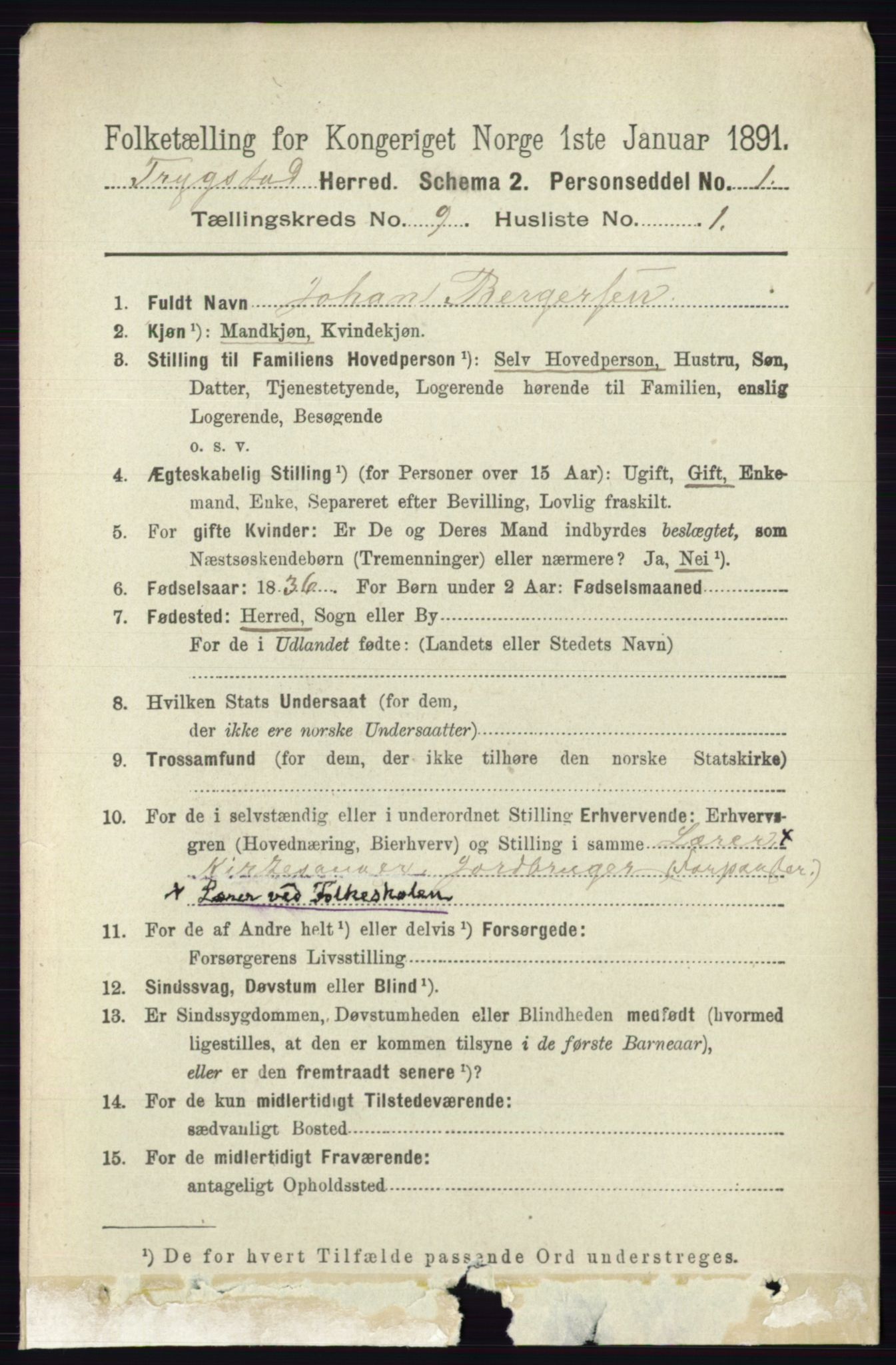 RA, 1891 Census for 0122 Trøgstad, 1891, p. 3892