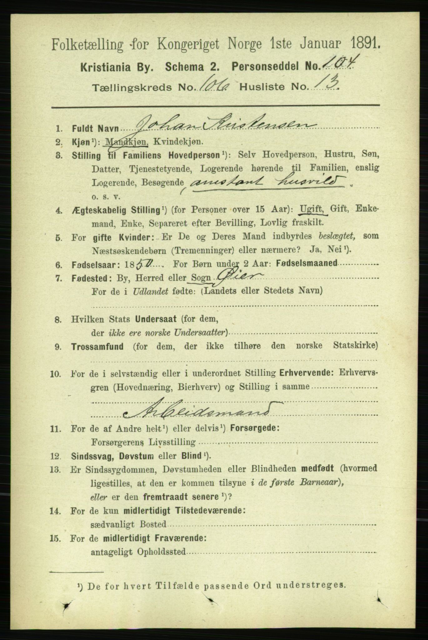 RA, 1891 census for 0301 Kristiania, 1891, p. 54159