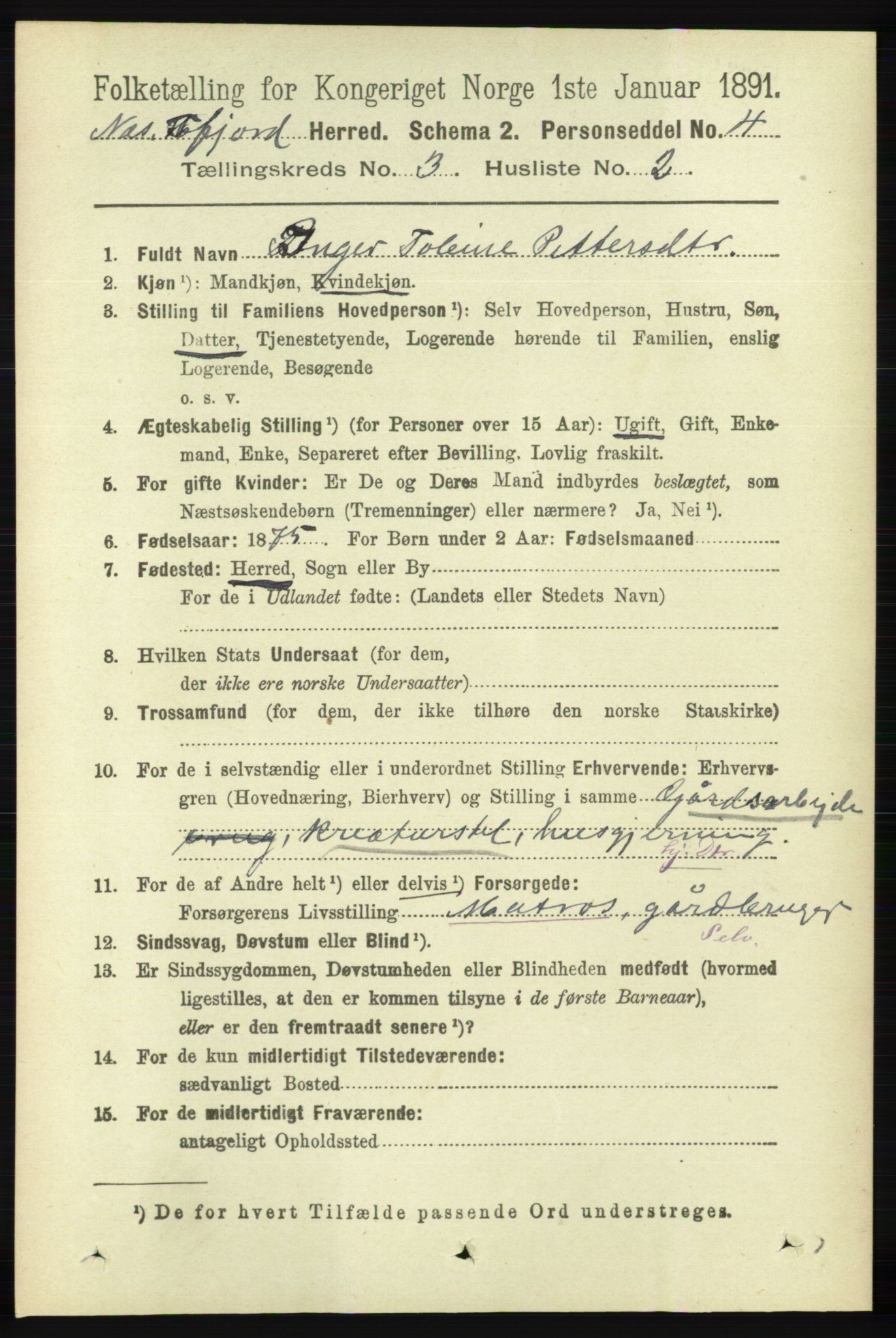 RA, 1891 census for 1043 Hidra og Nes, 1891, p. 930