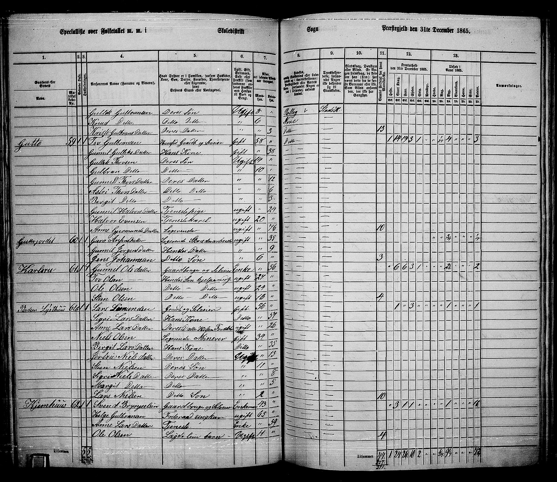 RA, 1865 census for Nore, 1865, p. 111