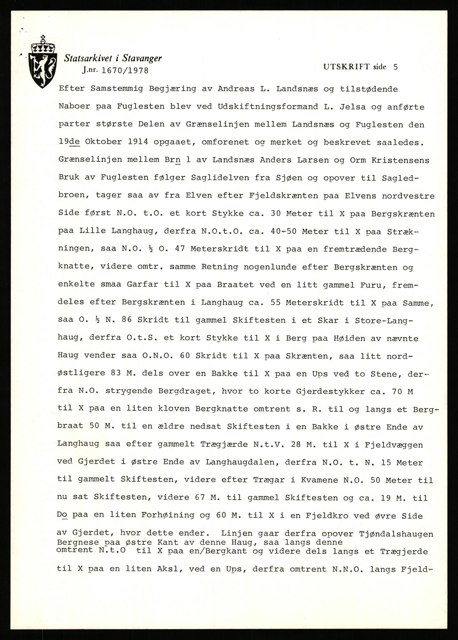 Statsarkivet i Stavanger, SAST/A-101971/03/Y/Yj/L0051: Avskrifter sortert etter gårdsnavn: Kvål - Landsnes, 1750-1930, p. 616