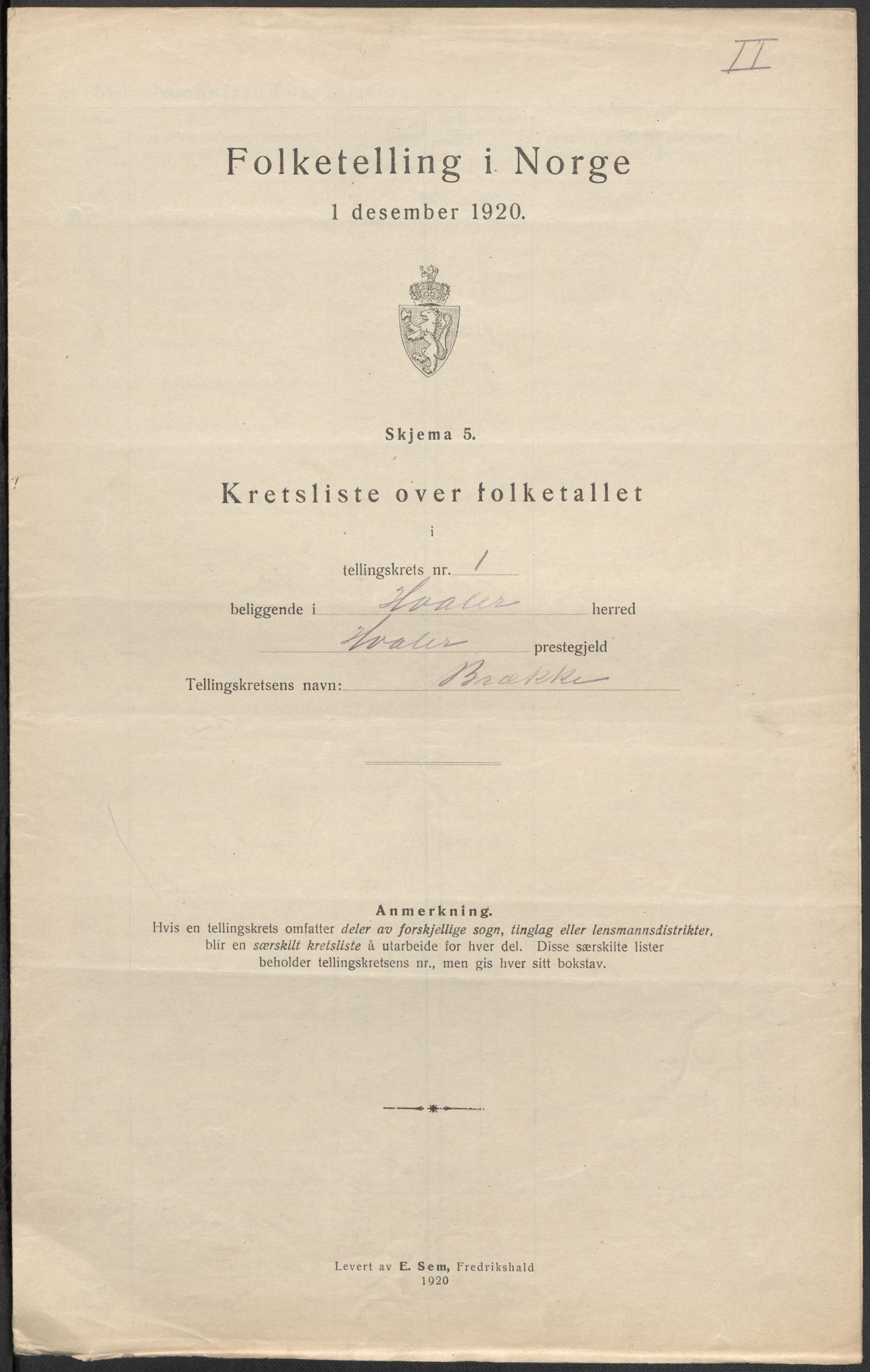 SAO, 1920 census for Hvaler, 1920, p. 7