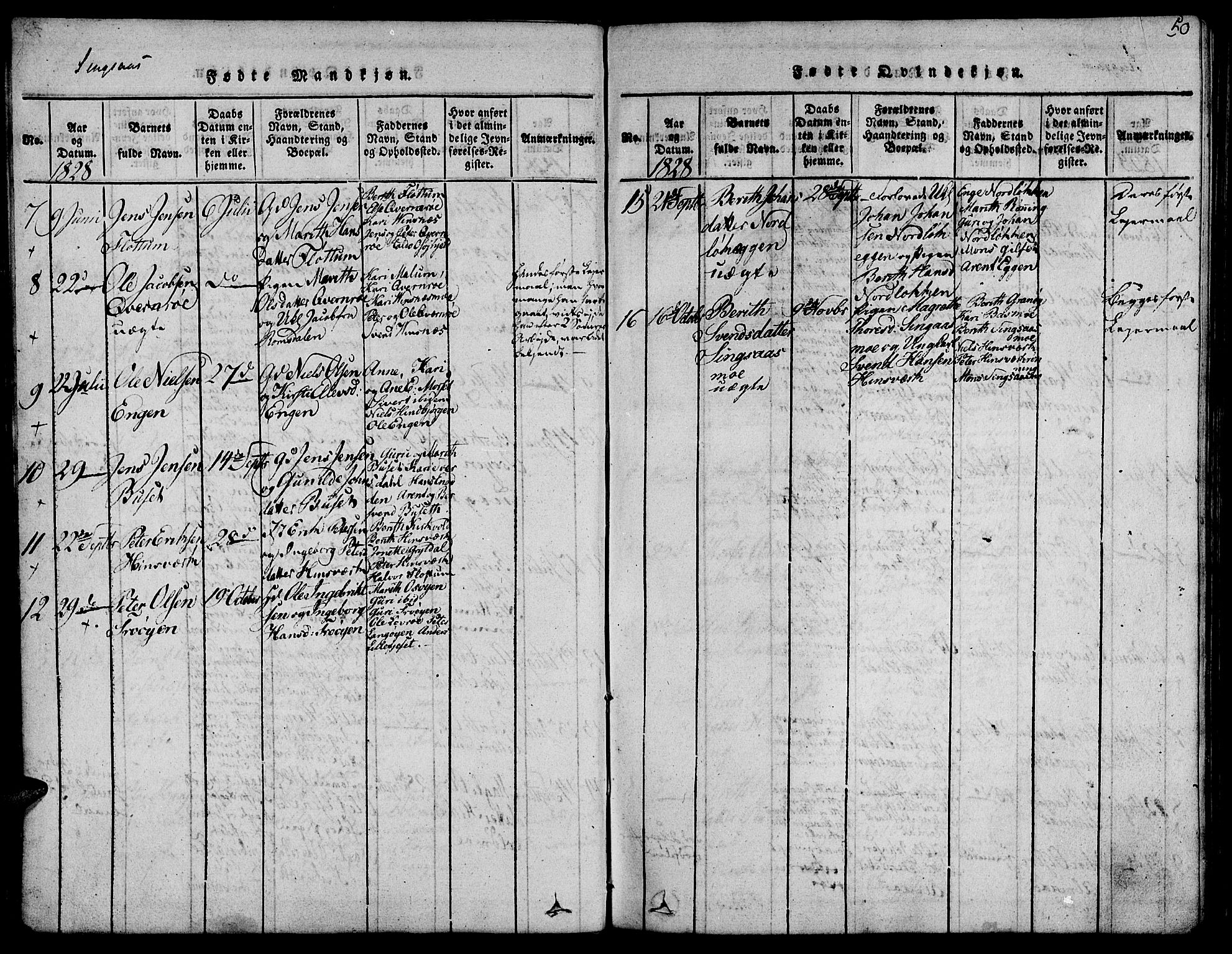 Ministerialprotokoller, klokkerbøker og fødselsregistre - Sør-Trøndelag, AV/SAT-A-1456/685/L0955: Parish register (official) no. 685A03 /2, 1817-1829, p. 50