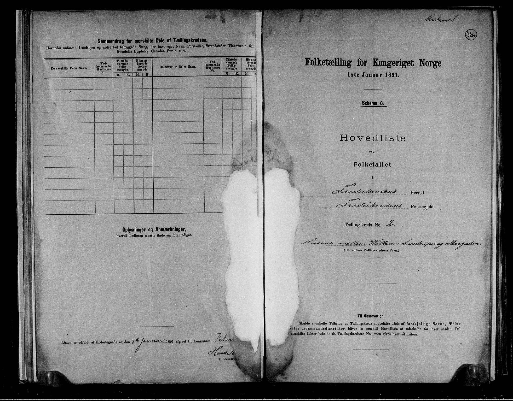 RA, 1891 census for 0798 Fredriksvern, 1891, p. 7