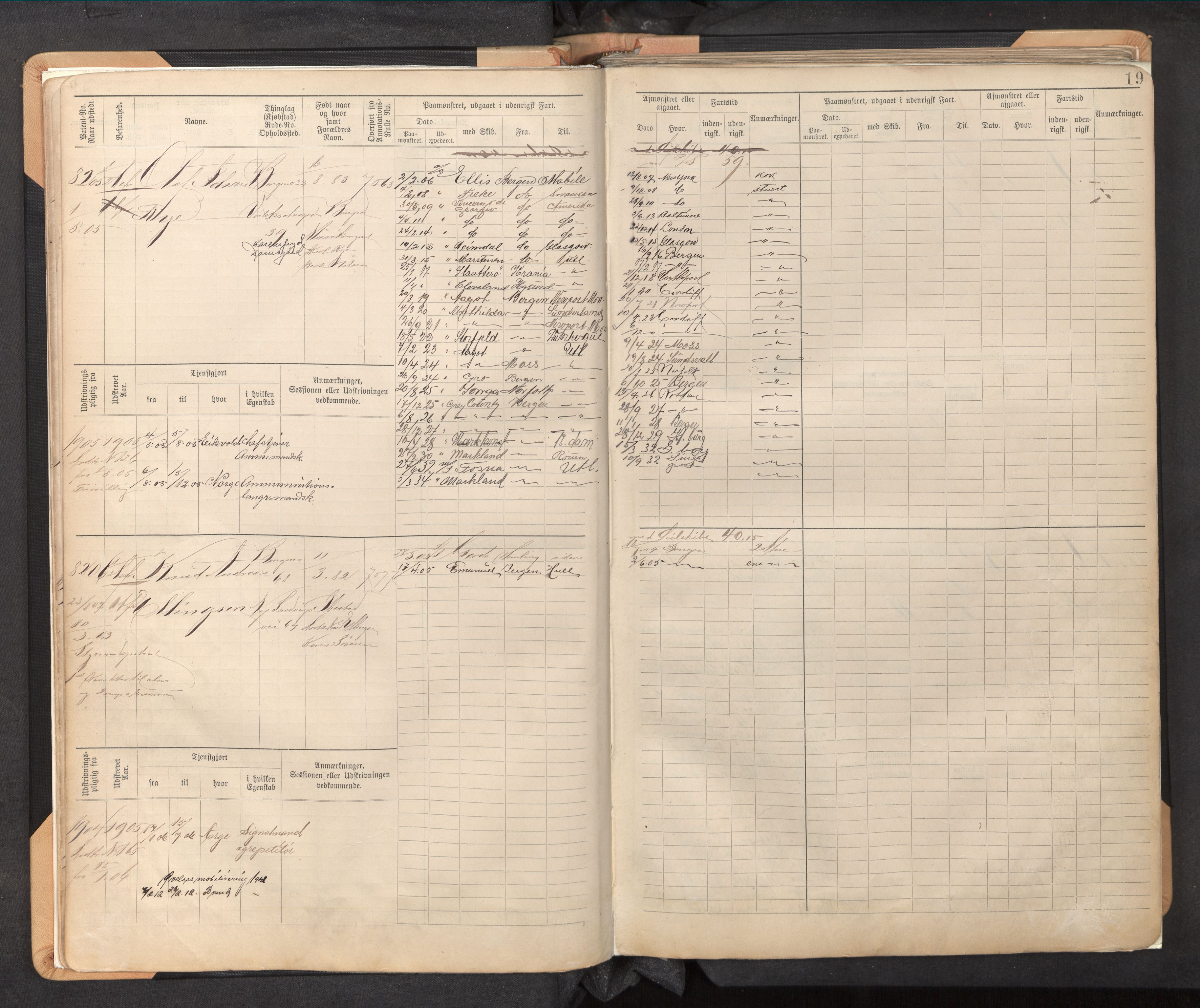 Innrulleringssjefen i Bergen, AV/SAB-A-100050/F/Fc/L0013: Sjøfartshovedrulle, nr. 8169 - 8766, 1900-1910, p. 19