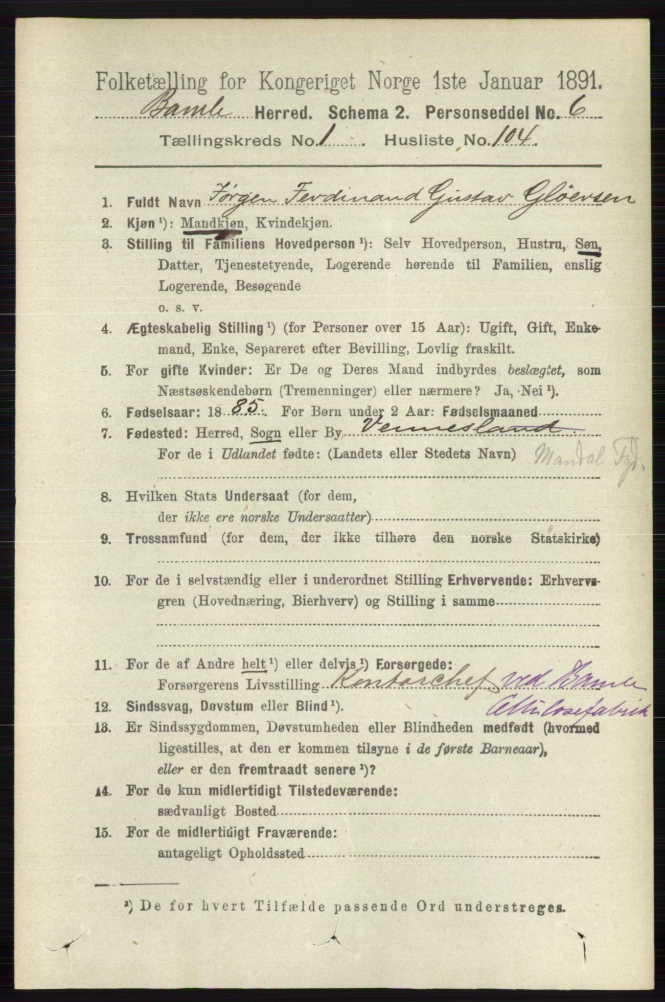 RA, 1891 census for 0814 Bamble, 1891, p. 928