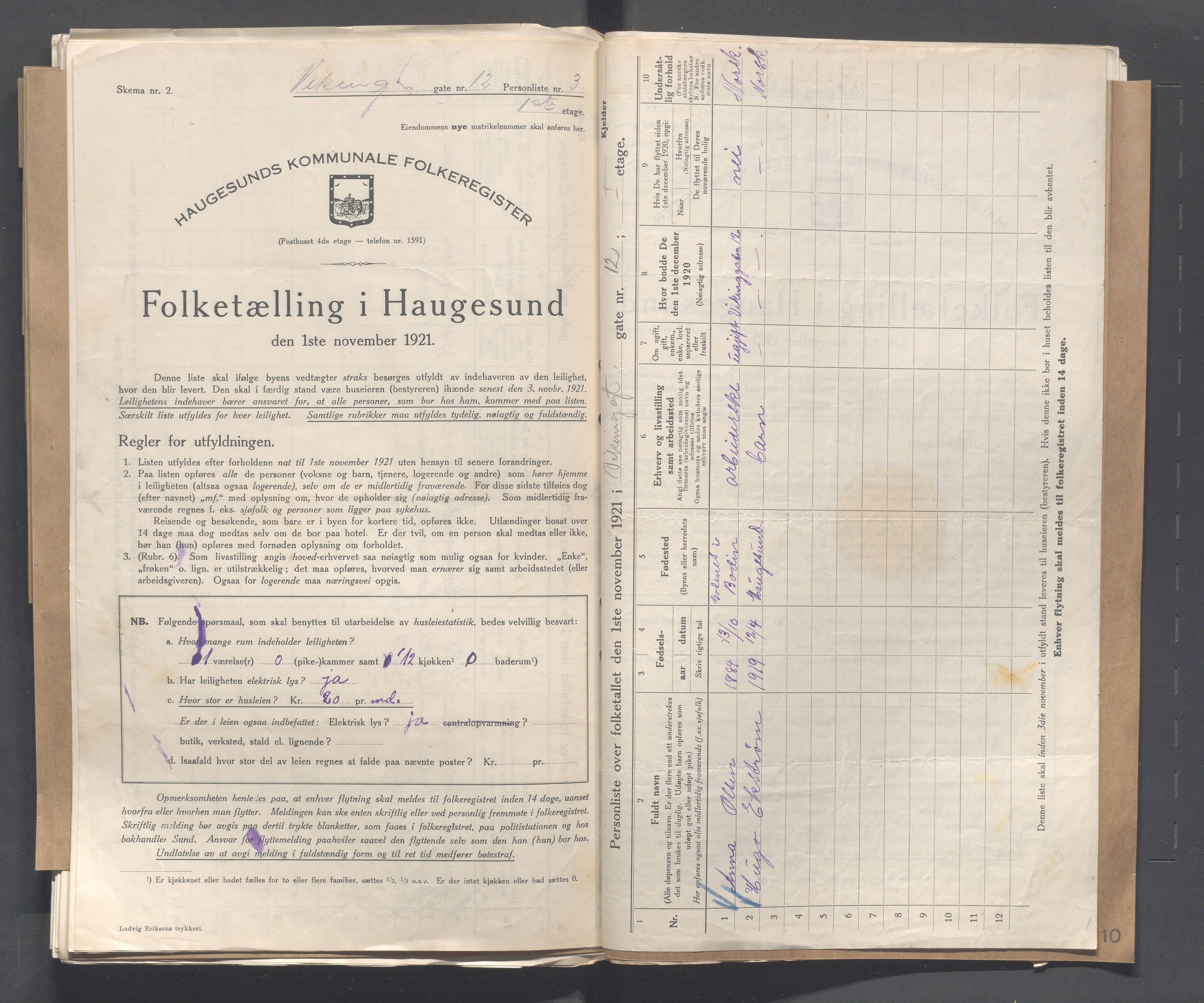 IKAR, Local census 1.11.1921 for Haugesund, 1921, p. 5517