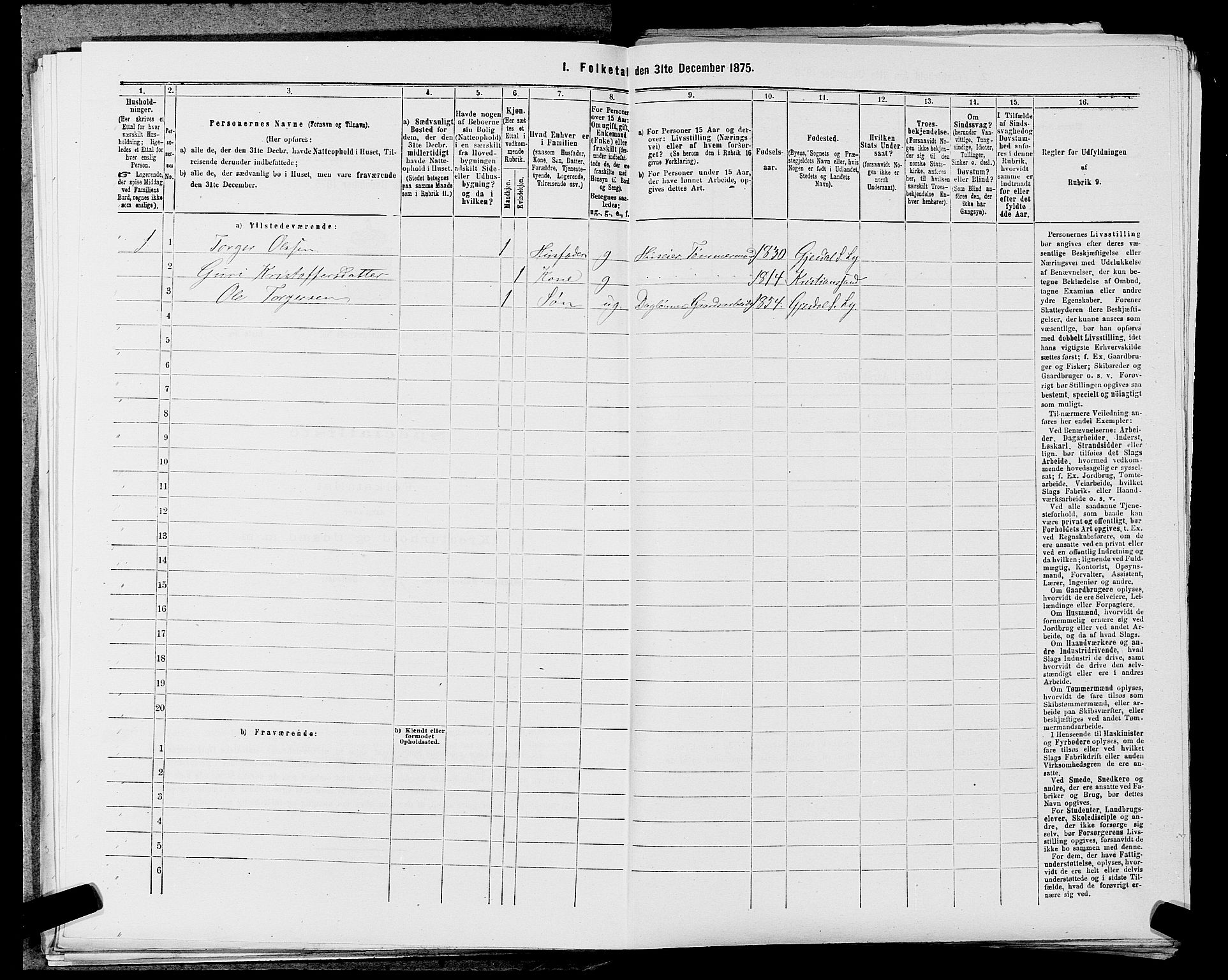 SAST, 1875 census for 1121P Lye, 1875, p. 885