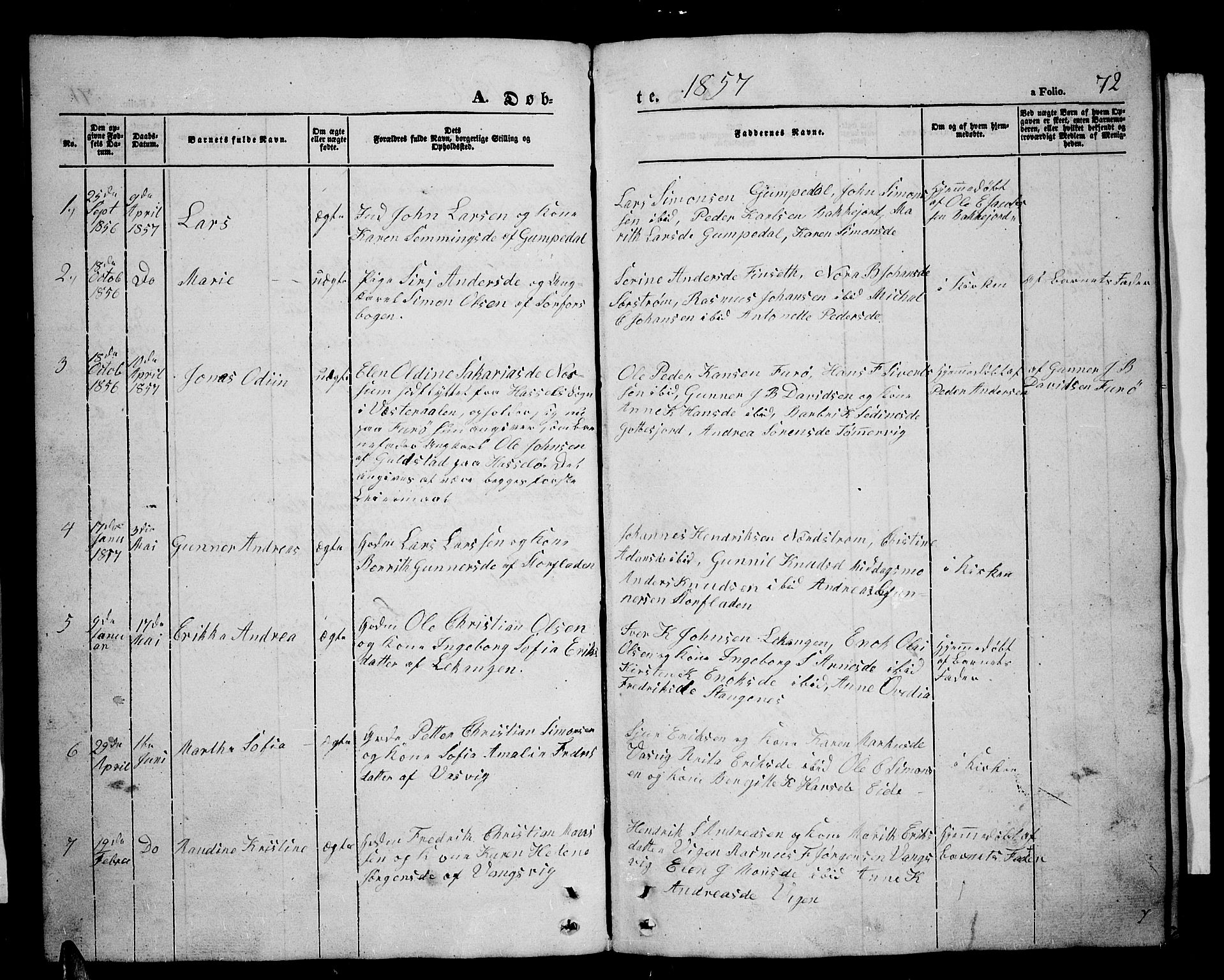 Tranøy sokneprestkontor, AV/SATØ-S-1313/I/Ia/Iab/L0002klokker: Parish register (copy) no. 2, 1847-1860, p. 72
