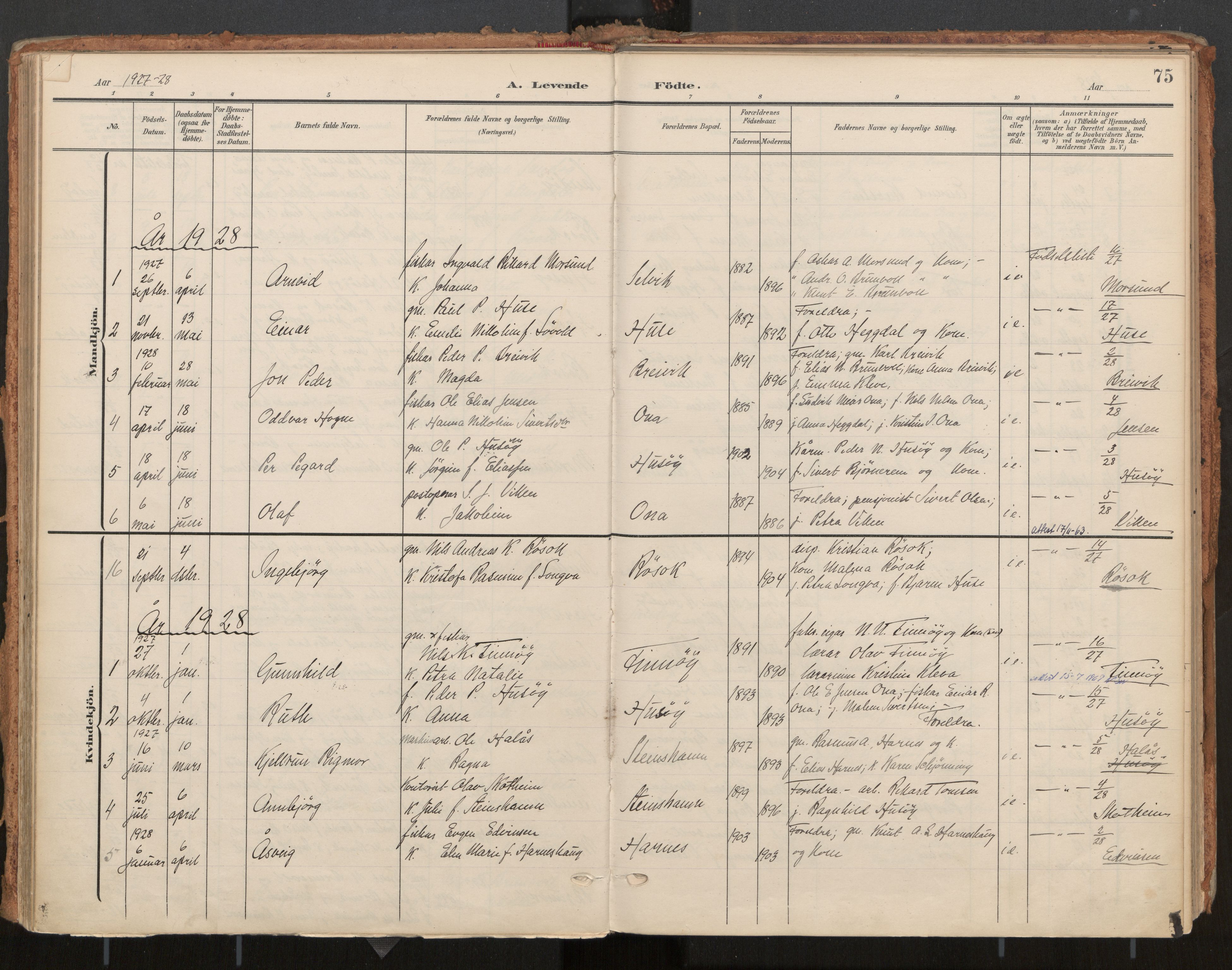 Ministerialprotokoller, klokkerbøker og fødselsregistre - Møre og Romsdal, AV/SAT-A-1454/561/L0730: Parish register (official) no. 561A04, 1901-1929, p. 75