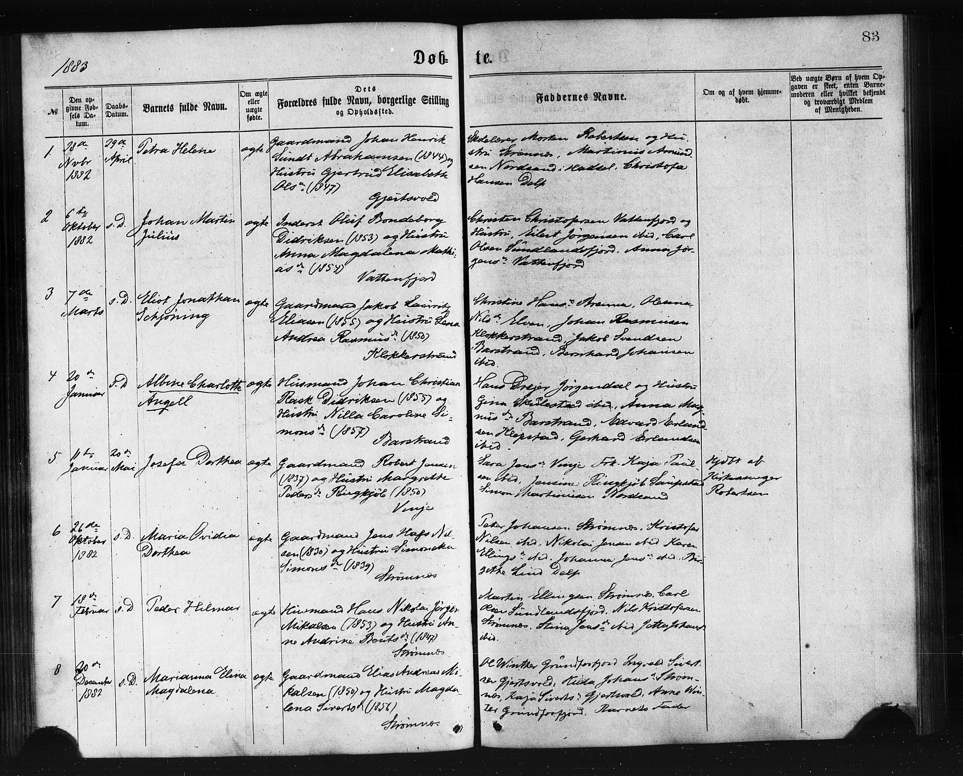 Ministerialprotokoller, klokkerbøker og fødselsregistre - Nordland, SAT/A-1459/876/L1096: Parish register (official) no. 876A02, 1870-1886, p. 83