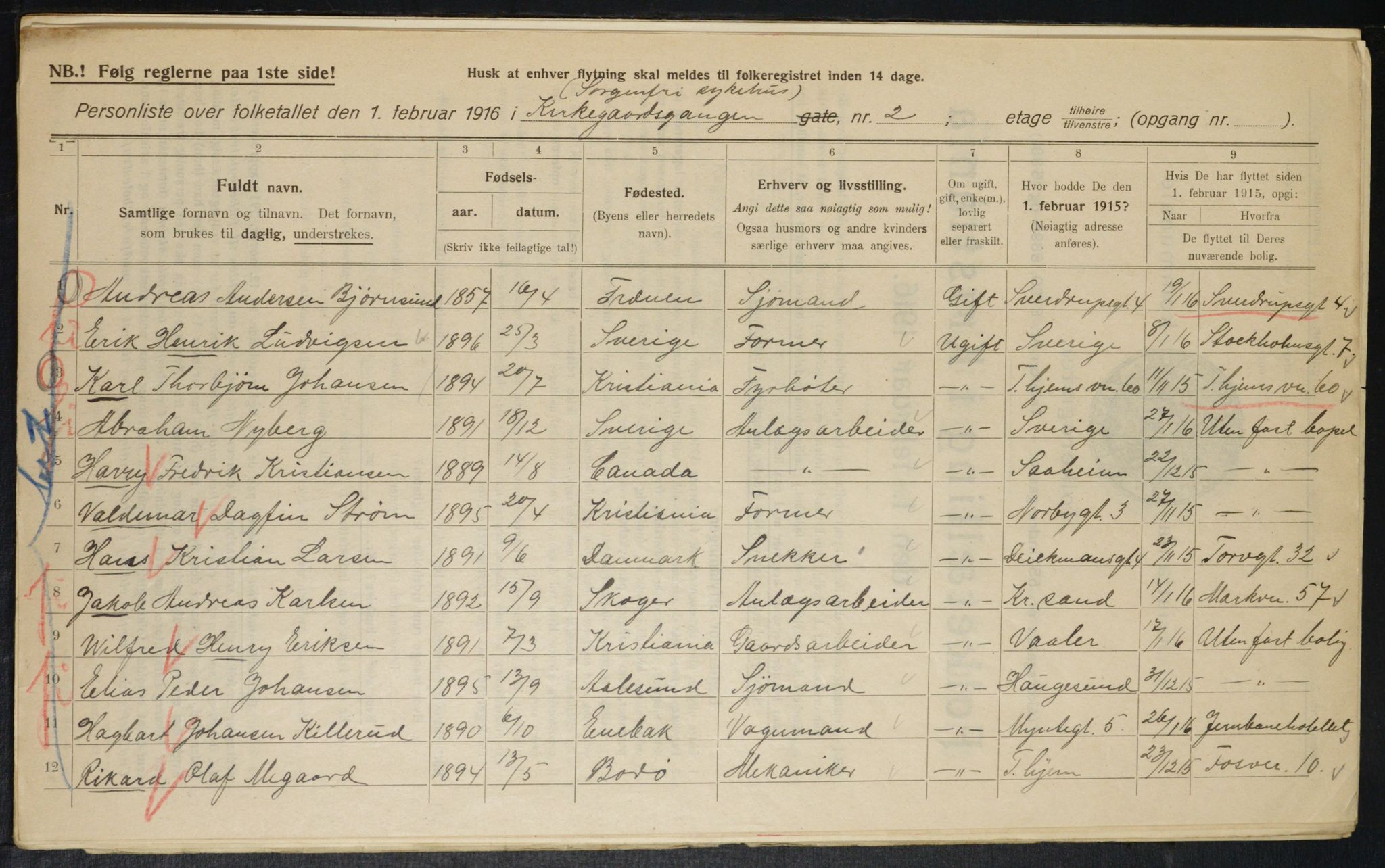 OBA, Municipal Census 1916 for Kristiania, 1916, p. 51039