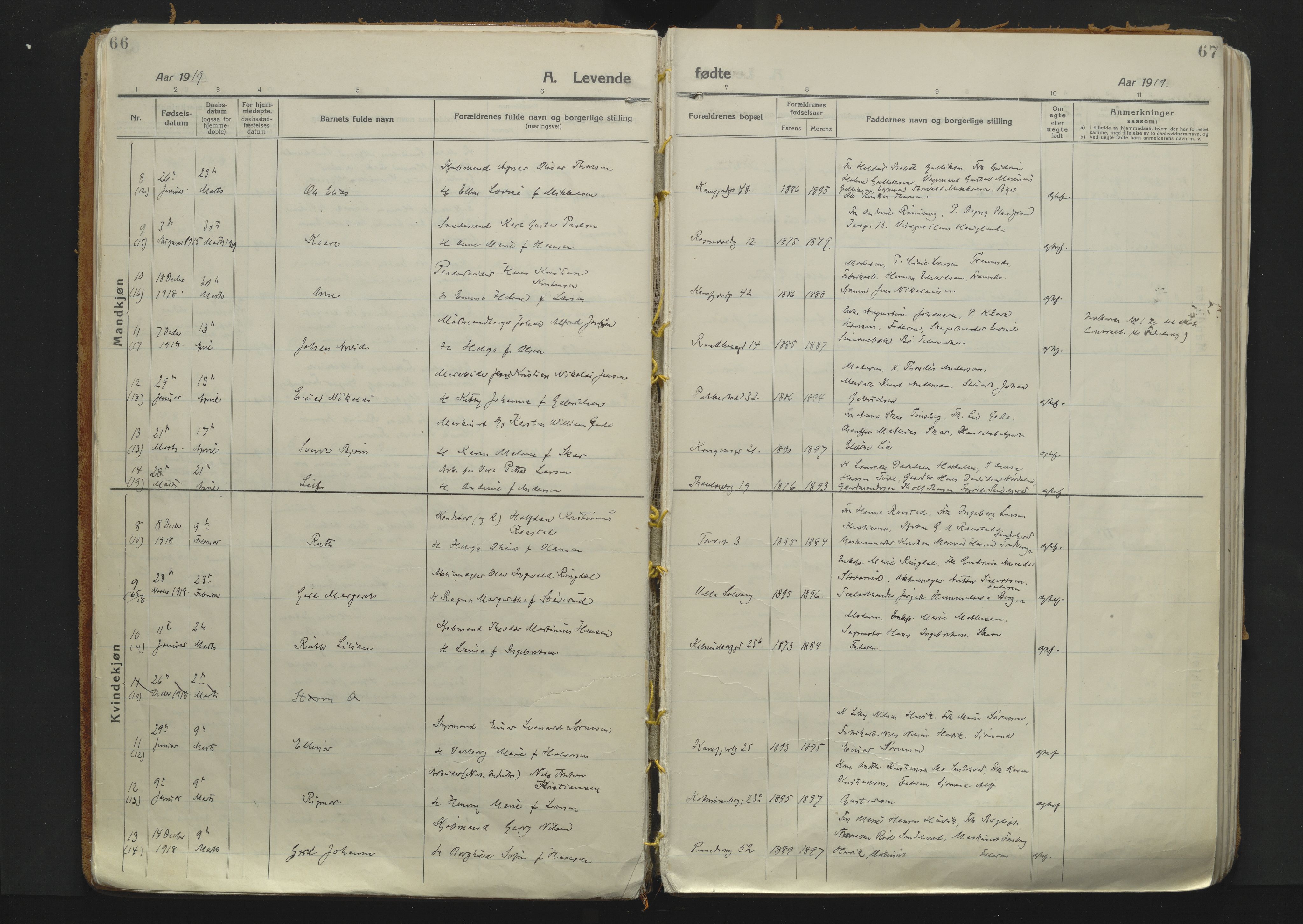 Sandefjord kirkebøker, SAKO/A-315/F/Fa/L0007: Parish register (official) no. 7, 1916-1930, p. 66-67