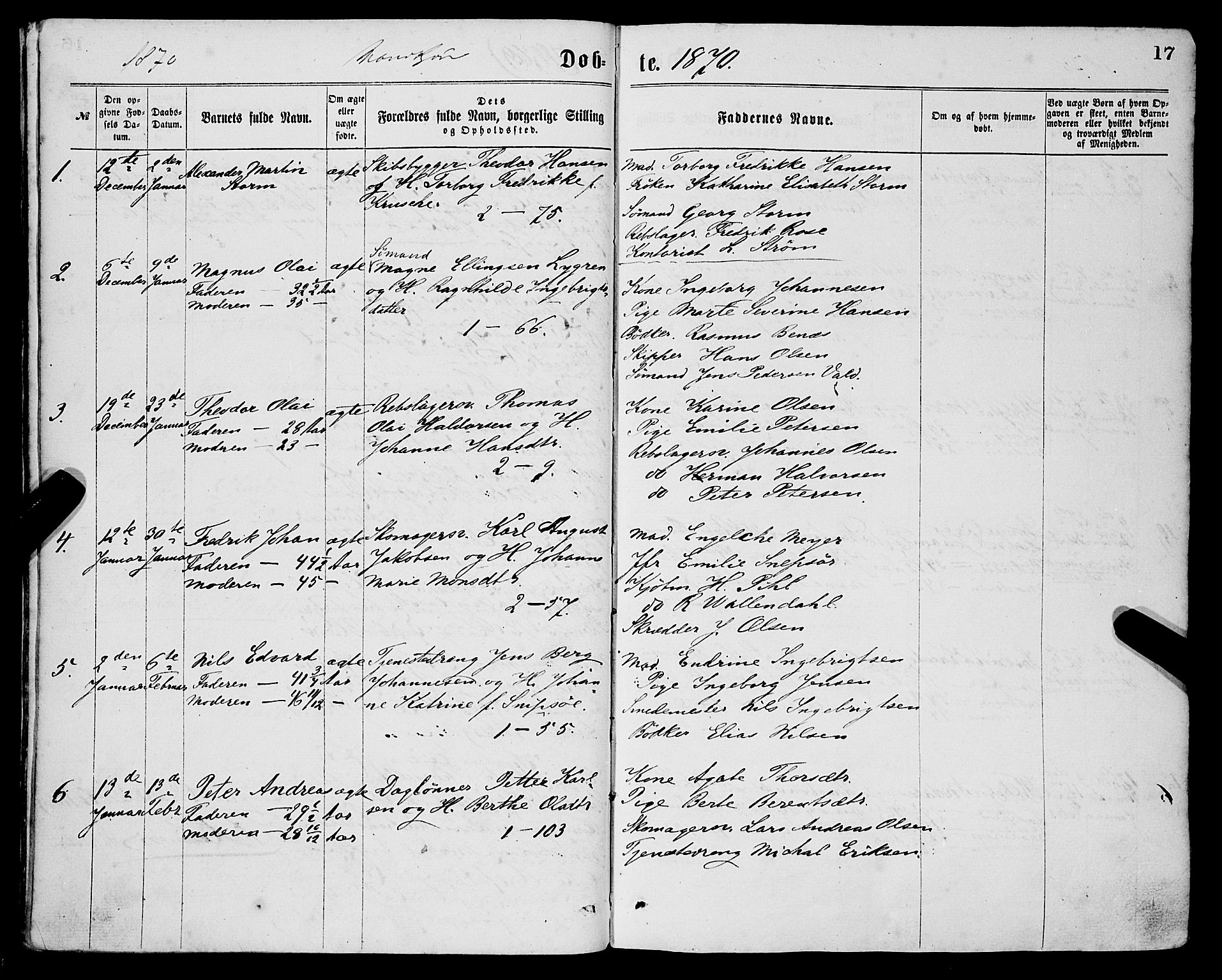Sandviken Sokneprestembete, SAB/A-77601/H/Ha/L0001: Parish register (official) no. A 1, 1867-1877, p. 17