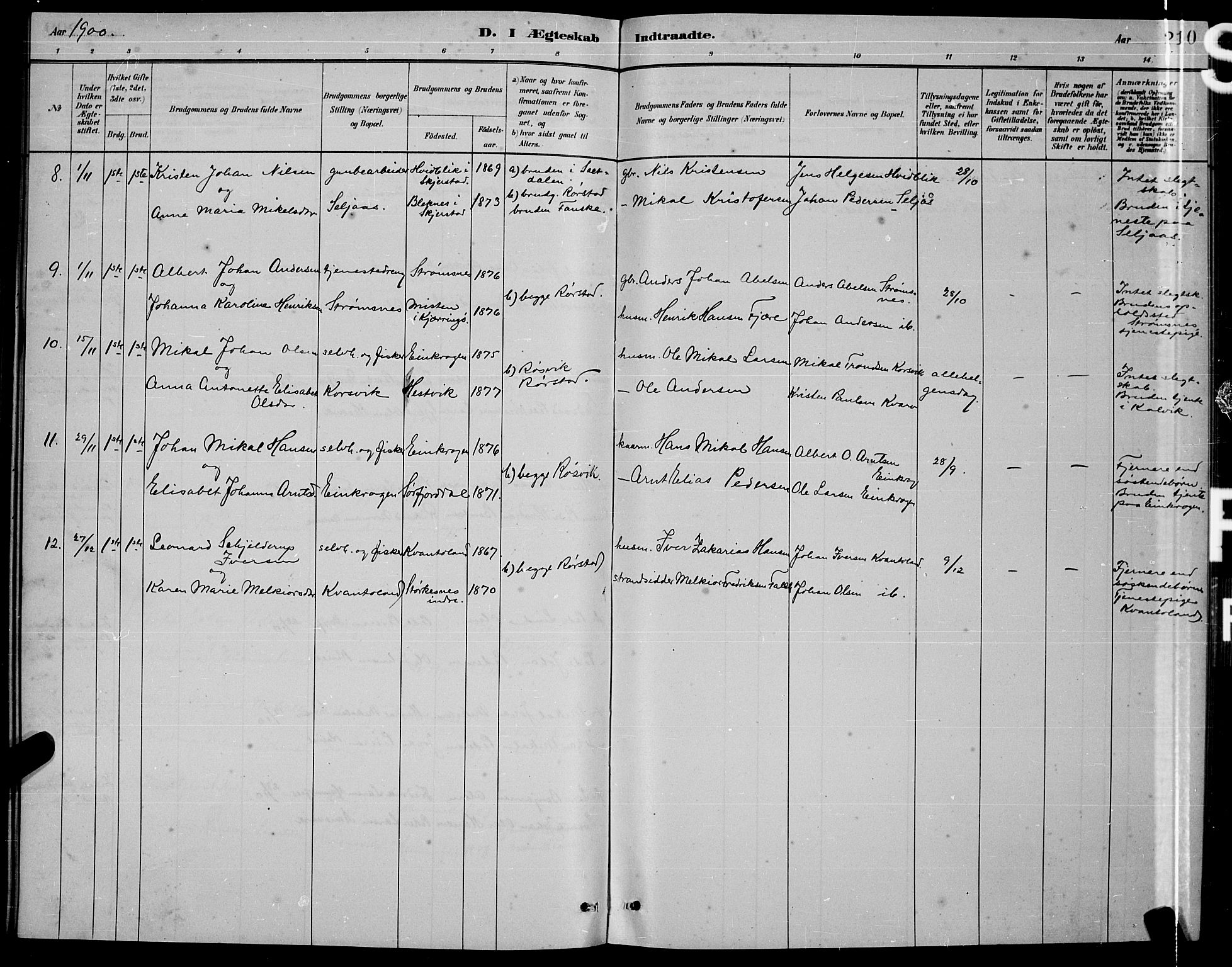 Ministerialprotokoller, klokkerbøker og fødselsregistre - Nordland, AV/SAT-A-1459/853/L0772: Parish register (official) no. 853A11, 1881-1900, p. 210