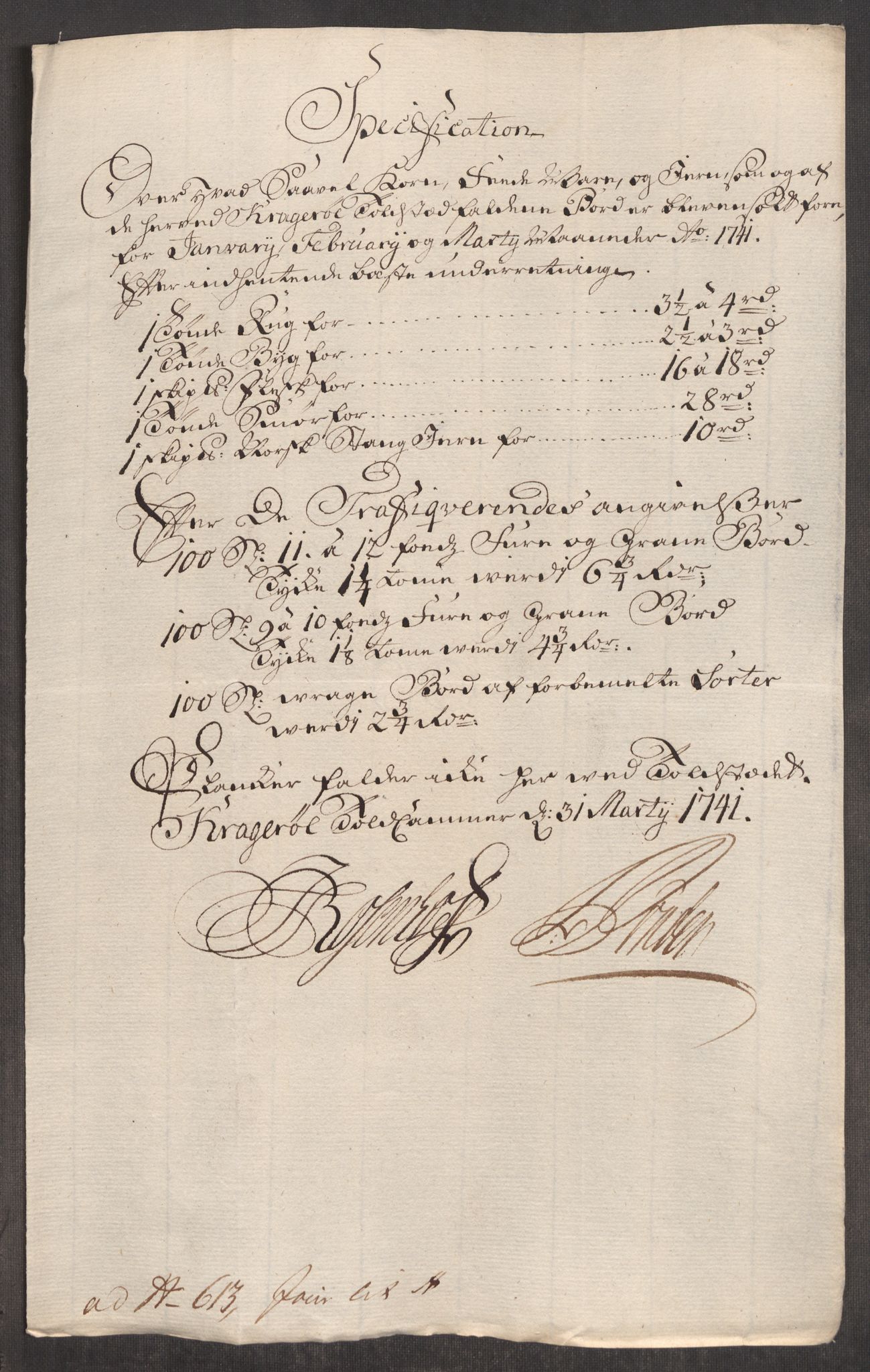 Rentekammeret inntil 1814, Realistisk ordnet avdeling, AV/RA-EA-4070/Oe/L0002: [Ø1]: Priskuranter, 1740-1744, p. 325