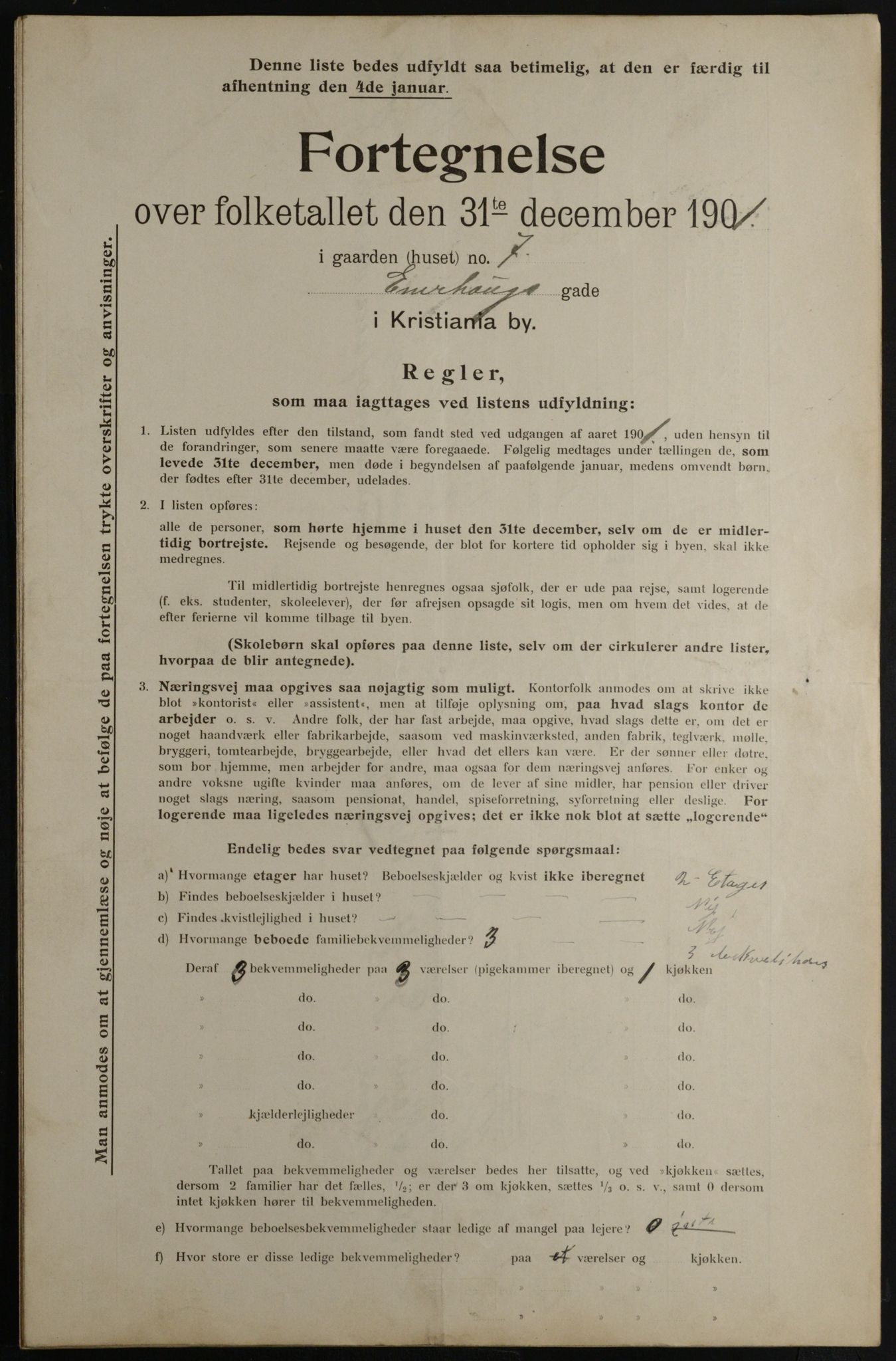 OBA, Municipal Census 1901 for Kristiania, 1901, p. 3459