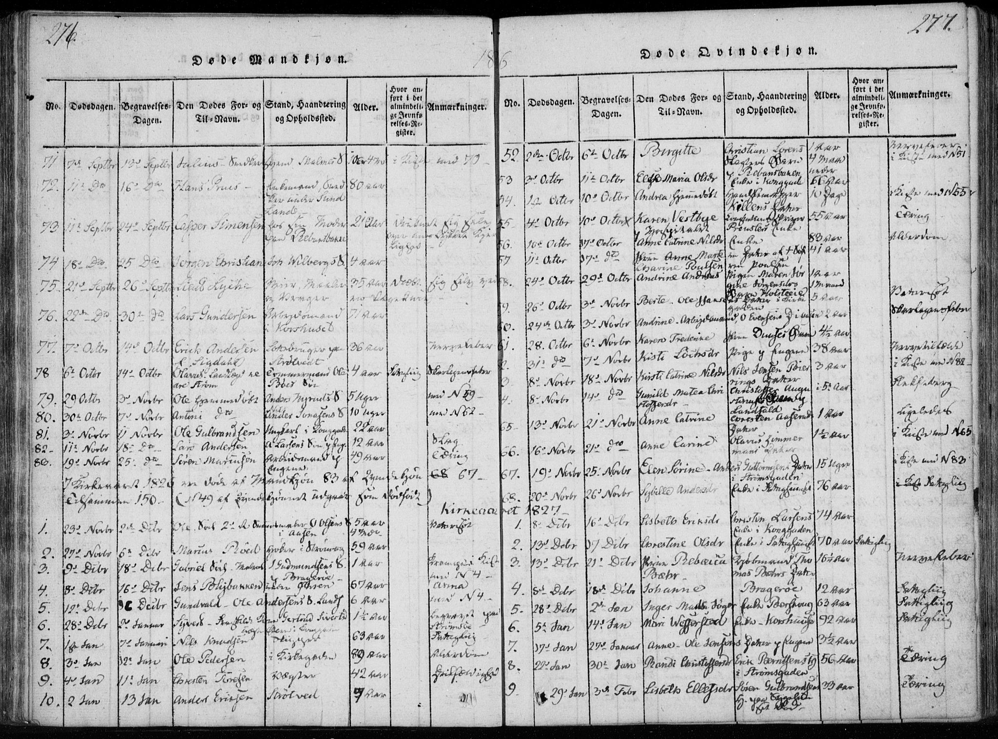 Bragernes kirkebøker, AV/SAKO-A-6/F/Fa/L0007: Parish register (official) no. I 7, 1815-1829, p. 276-277